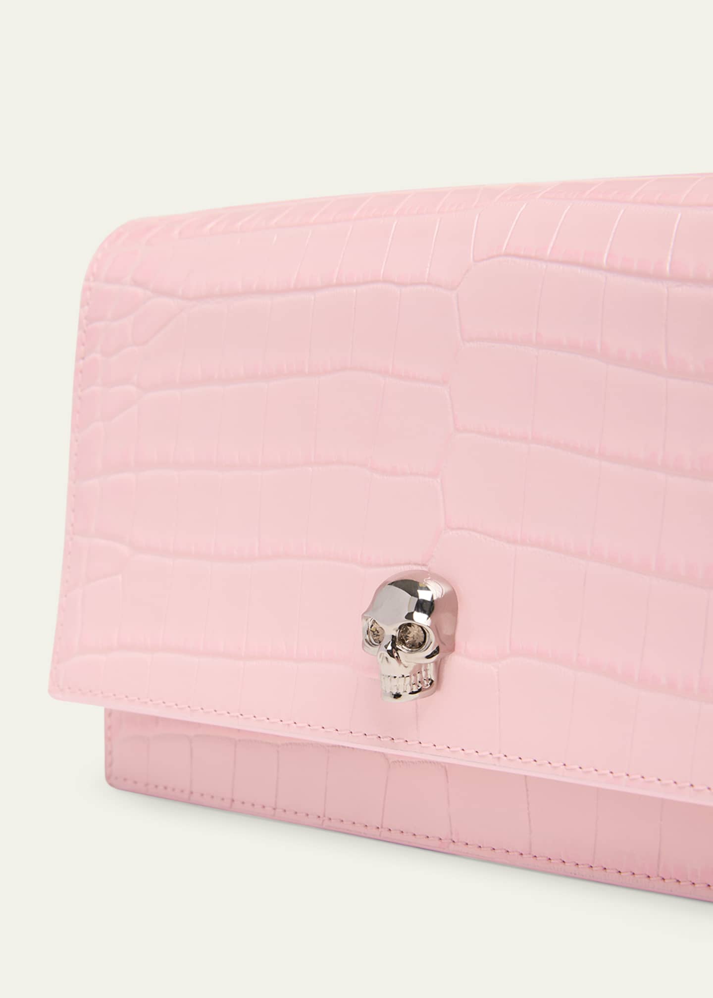McQueen Mini Skull Croc-Embossed Crossbody Bag Image 6 of 6