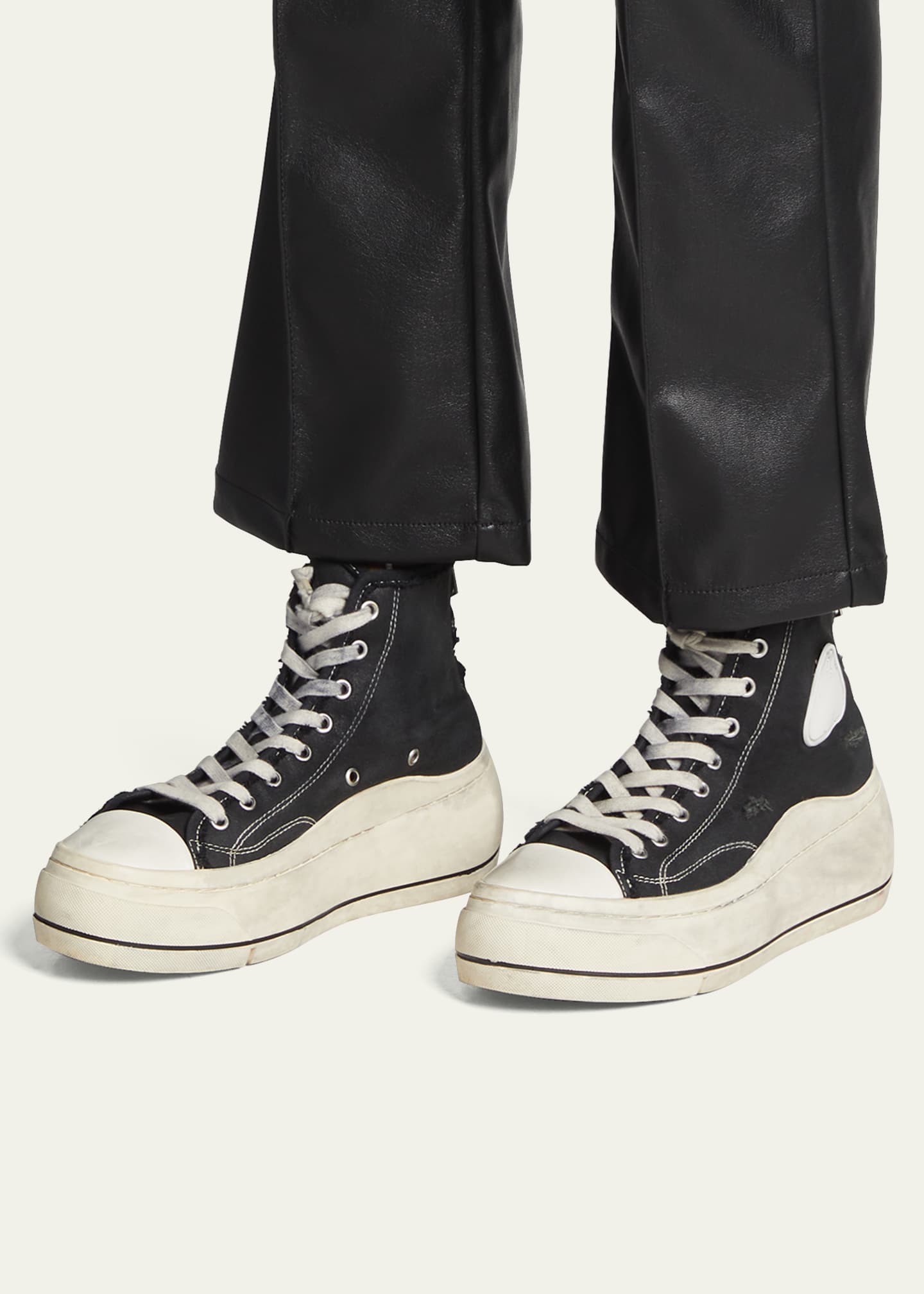 R13 Worn Canvas HighTop Platform Sneakers Bergdorf Goodman