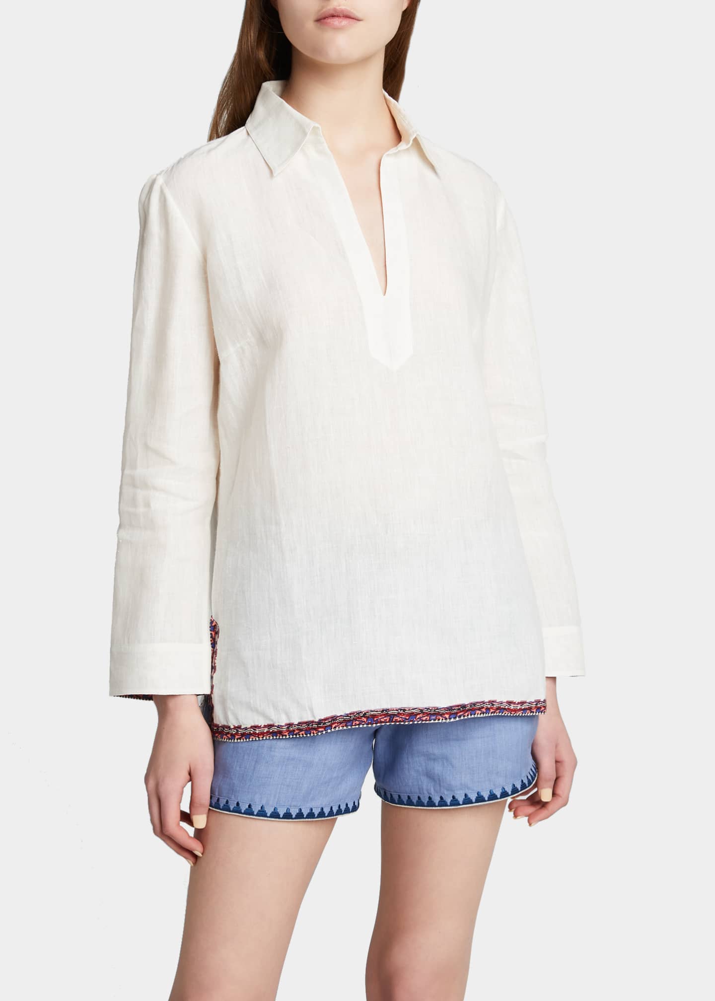 Alina Nerano Collared Linen Tunic - Thumbnail 4