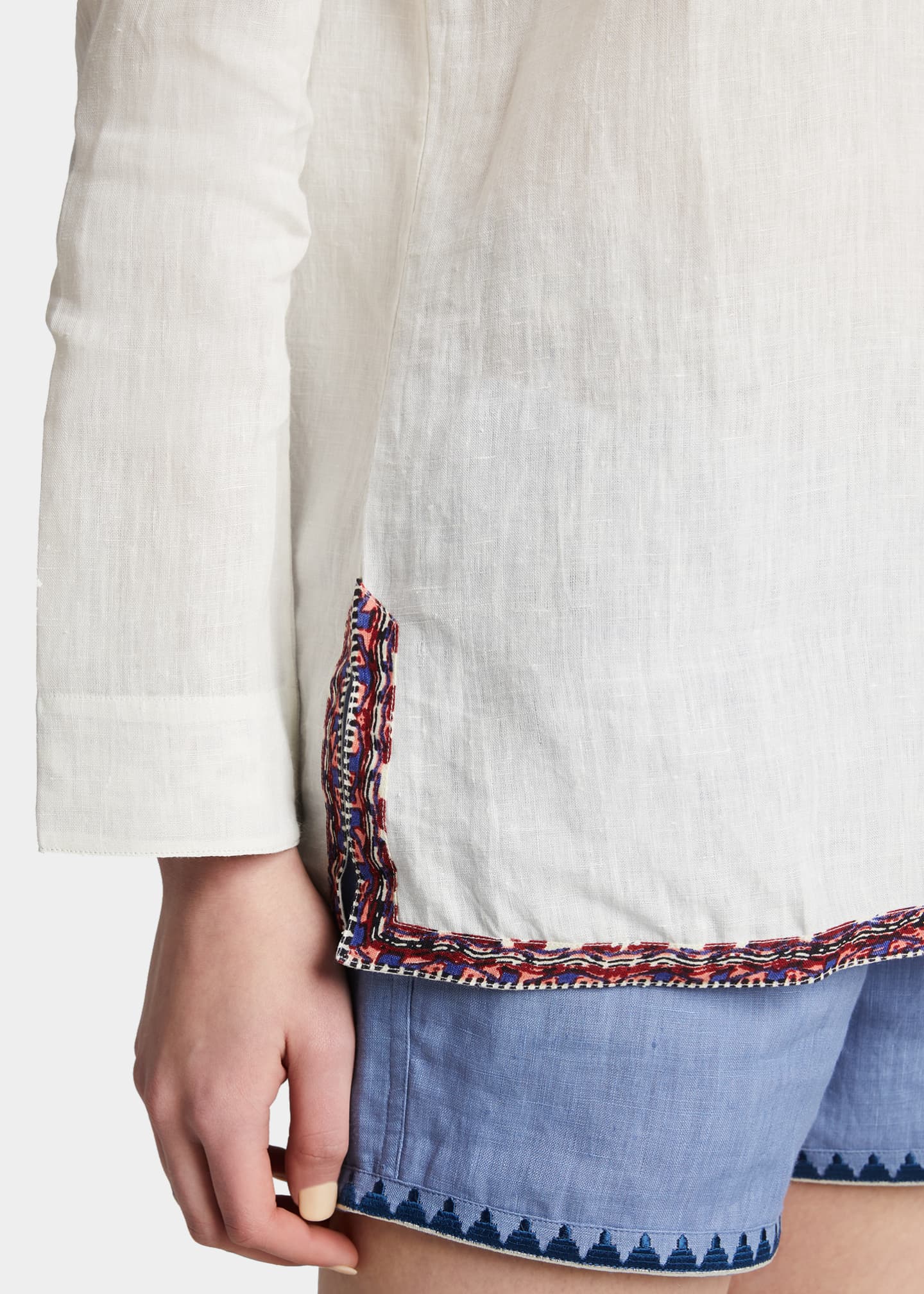 Alina Nerano Collared Linen Tunic - Thumbnail 5