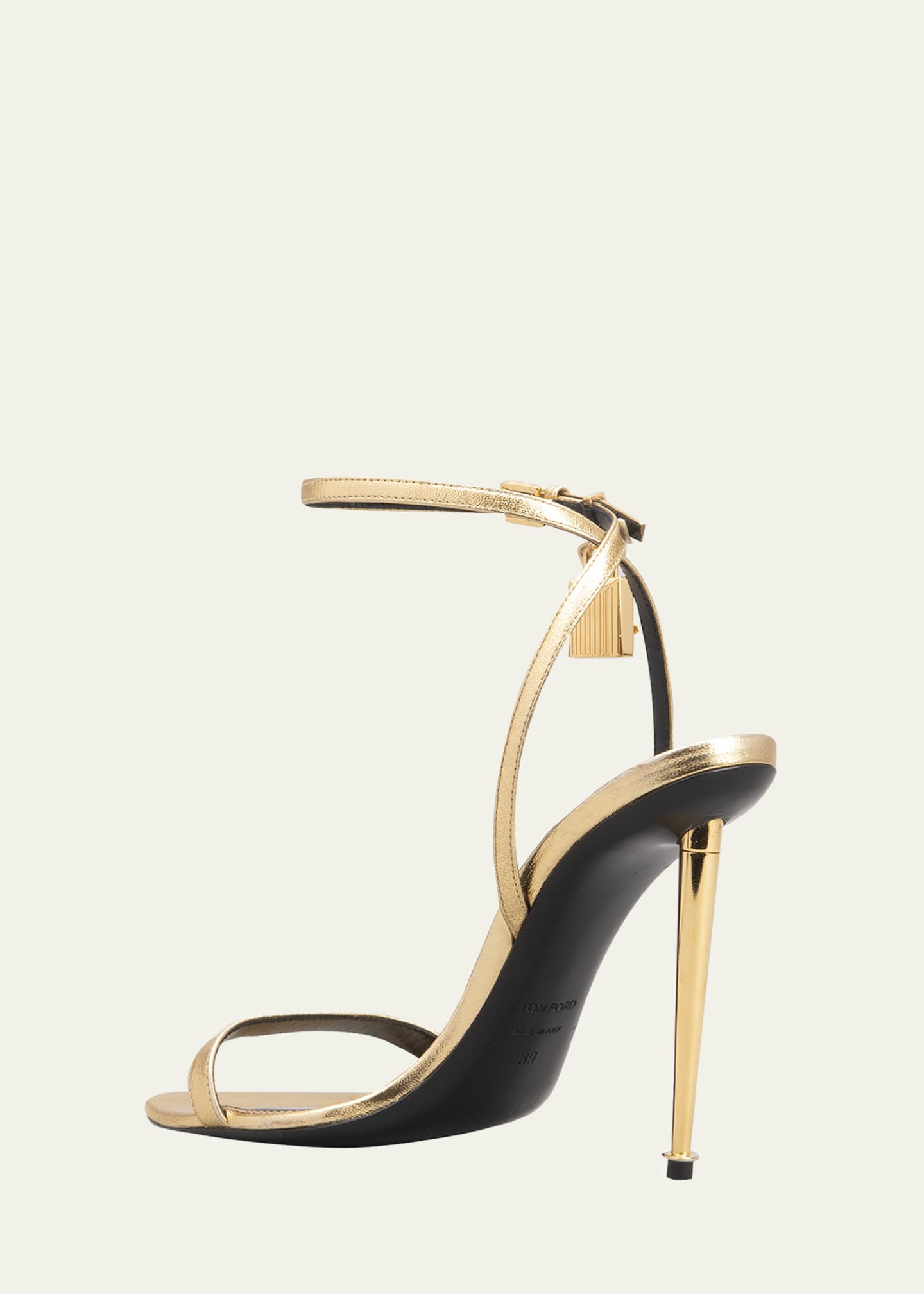 TOM FORD Lock Metallic Stiletto Sandals - Bergdorf Goodman