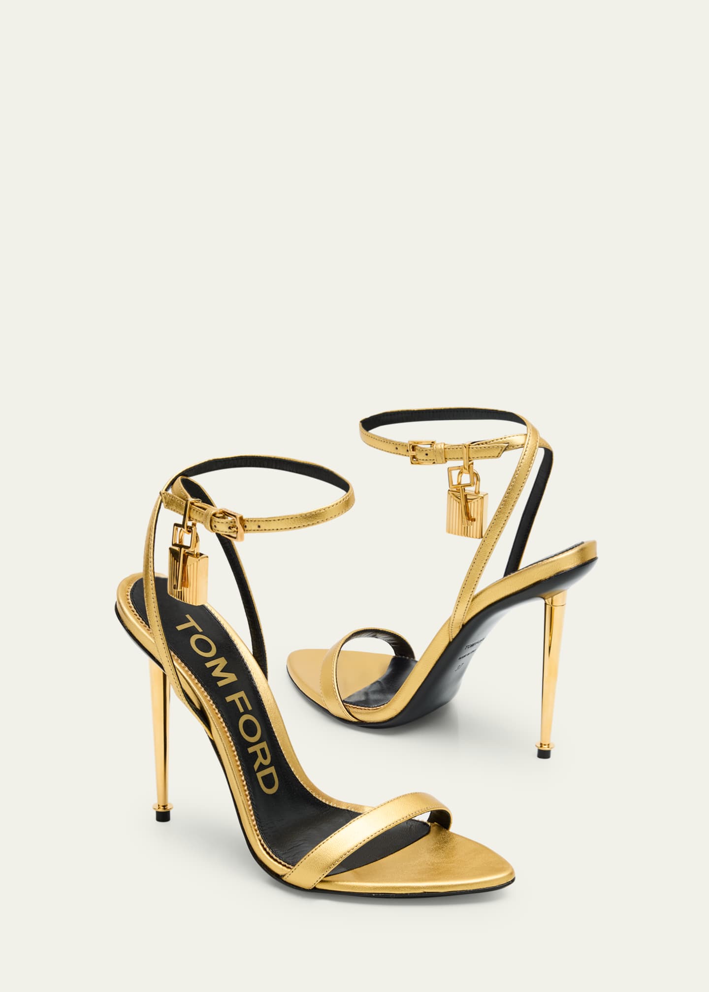 TOM FORD Lock Metallic Stiletto Sandals Image 7 of 7