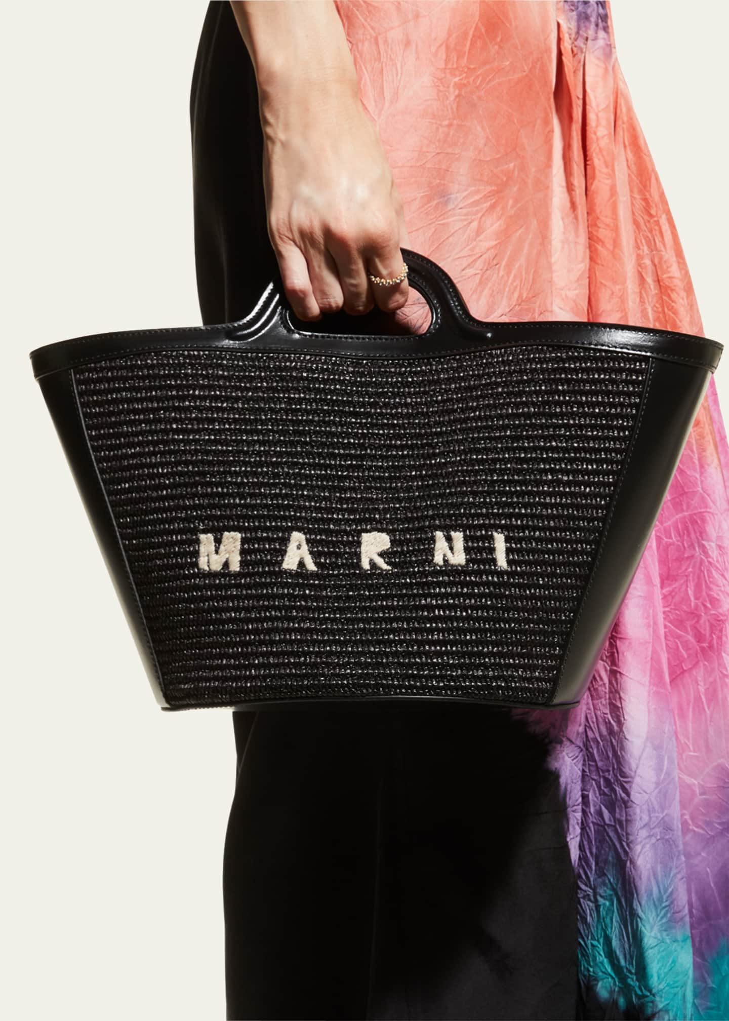 Marni Tropicalia Straw & Leather Summer Tote Bag Bergdorf Goodman