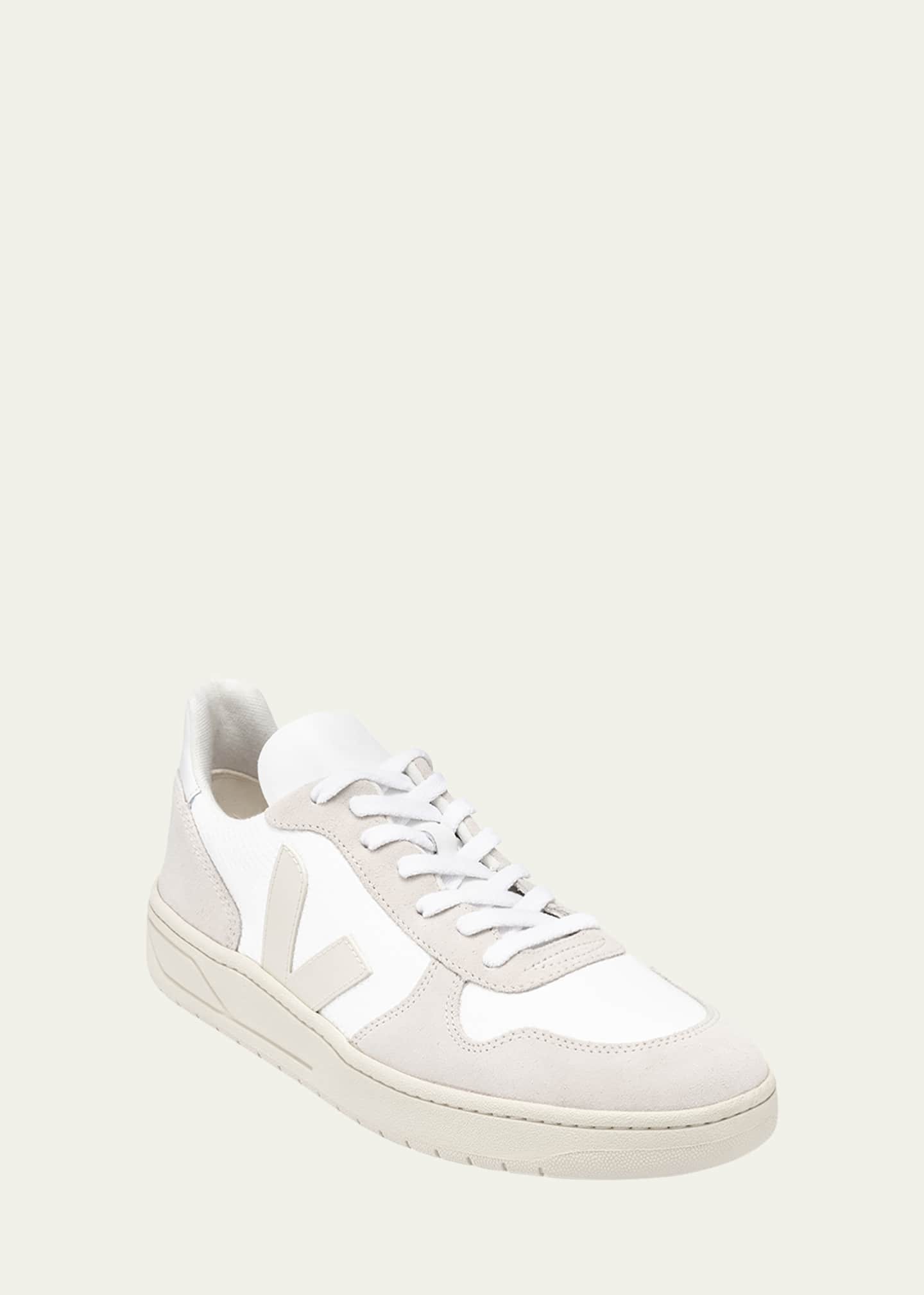 VEJA V 10 Mixed Leather Low Top Court Sneakers Bergdorf Goodman