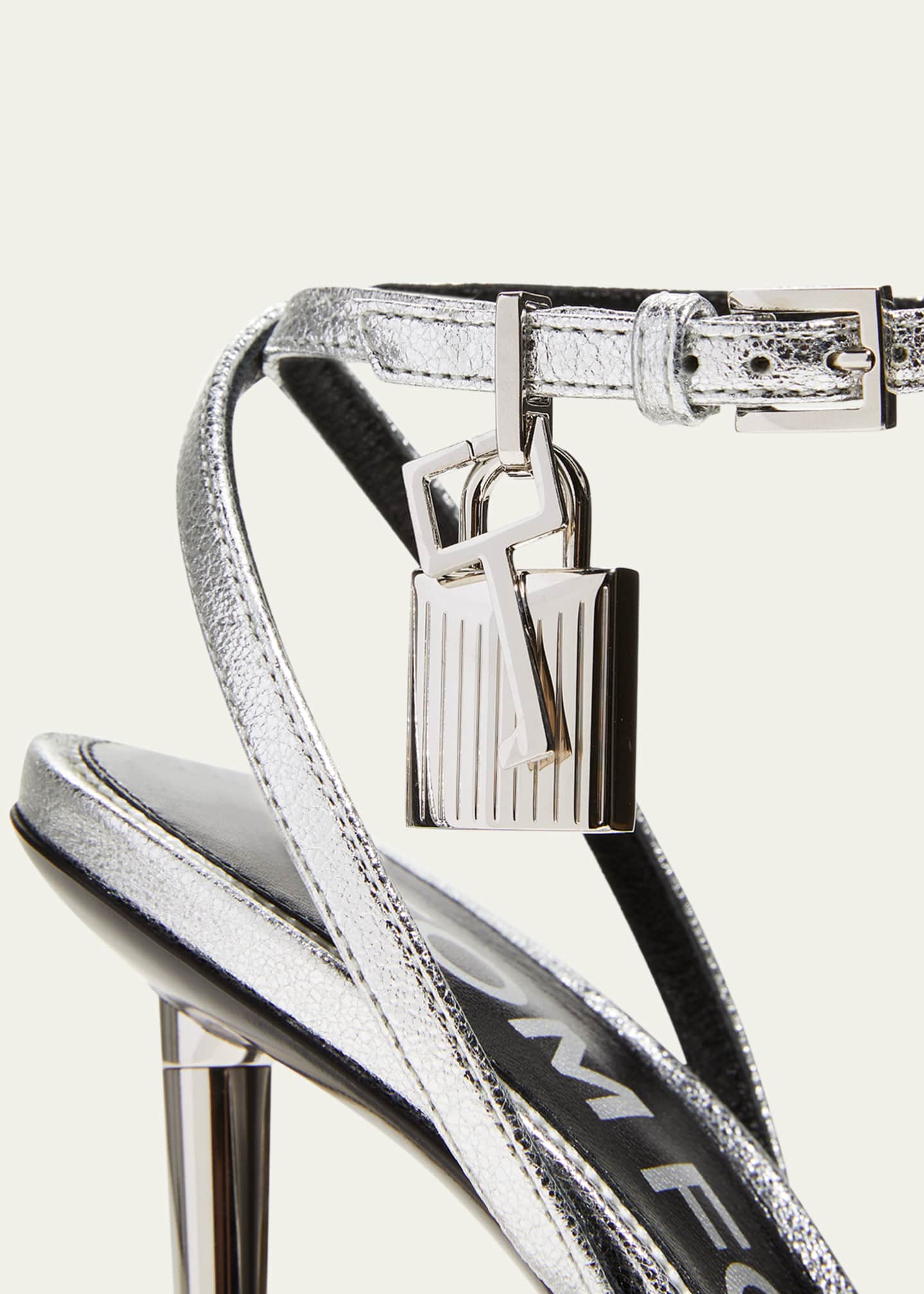 TOM FORD Padlock Metallic Stiletto Sandals Image 4 of 4