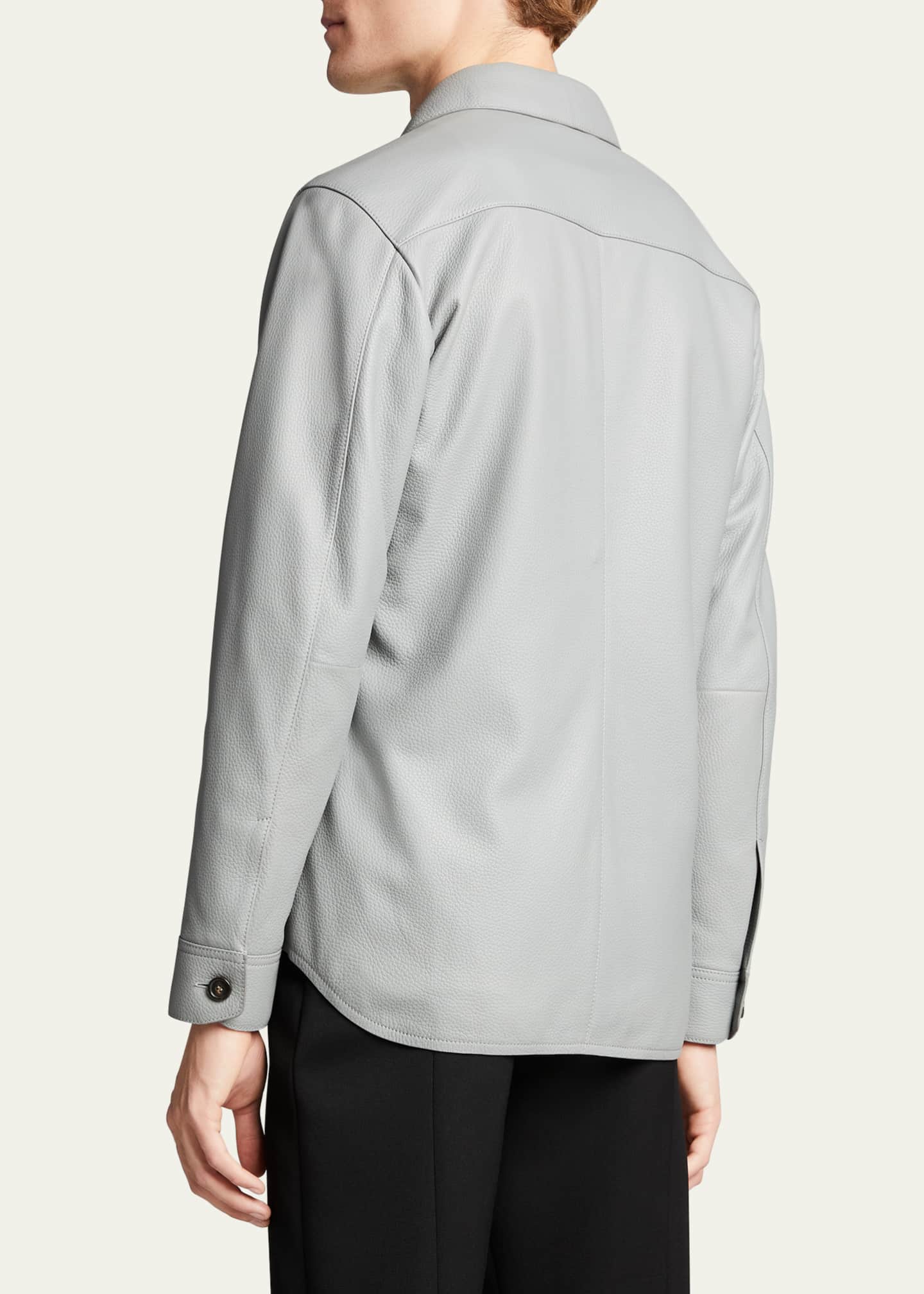 Brioni Men's Solid Deerskin Shirt Jacket Image 3 of 5
