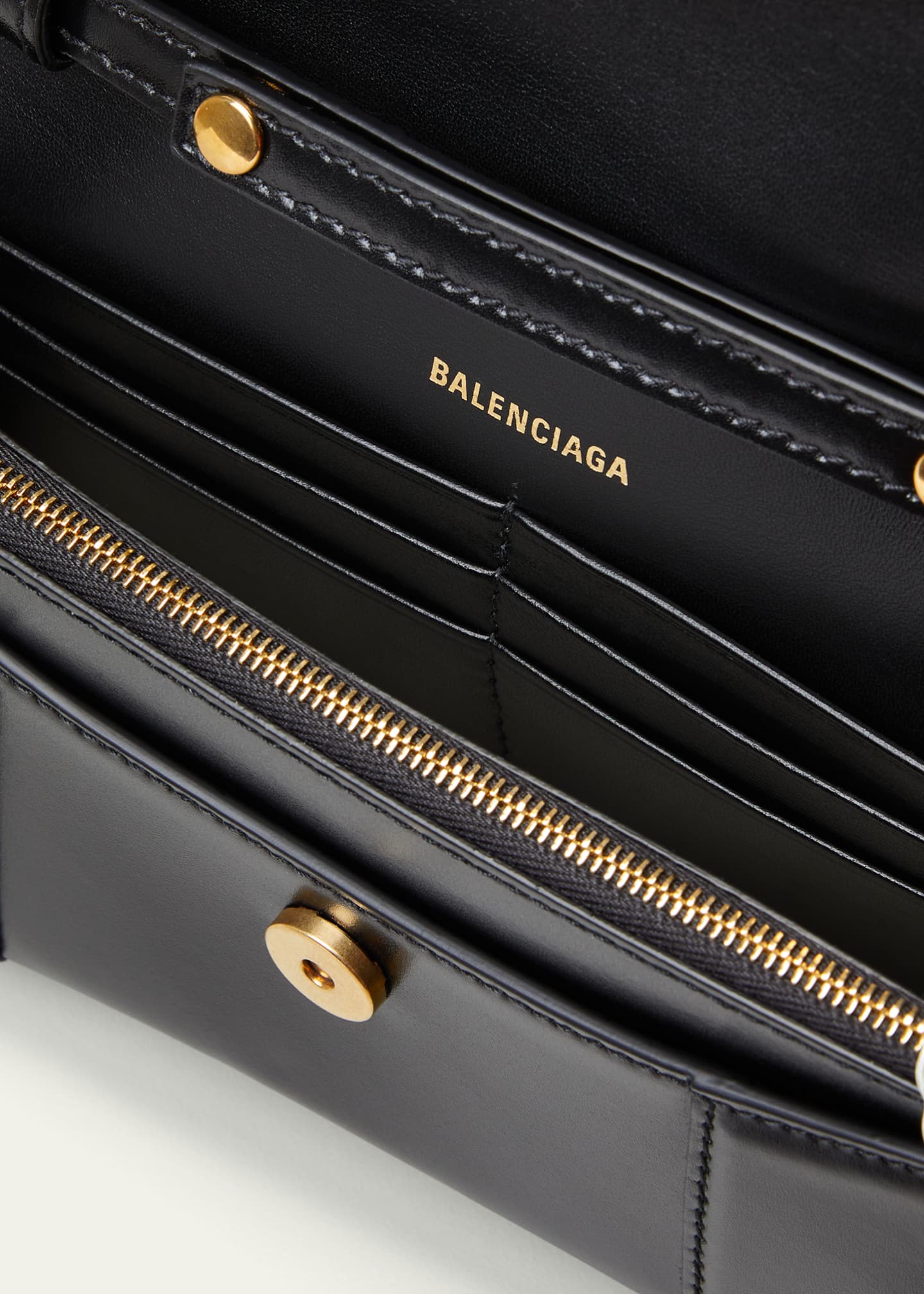 Balenciaga Women's Hourglass Leather Wallet-On-Chain Black