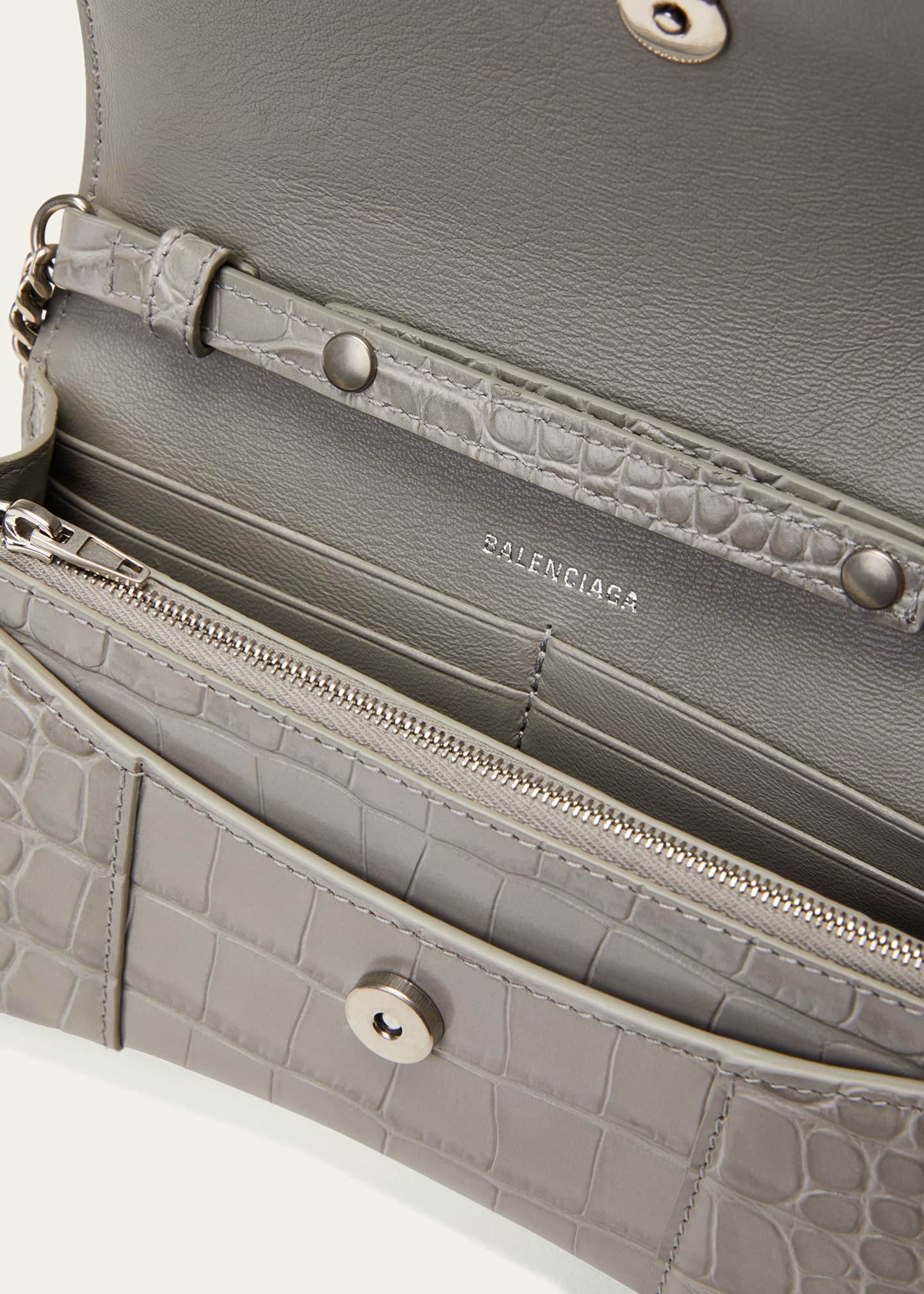 Balenciaga Hourglass CrocEmbossed Wallet Crossbody Bag Bergdorf Goodman