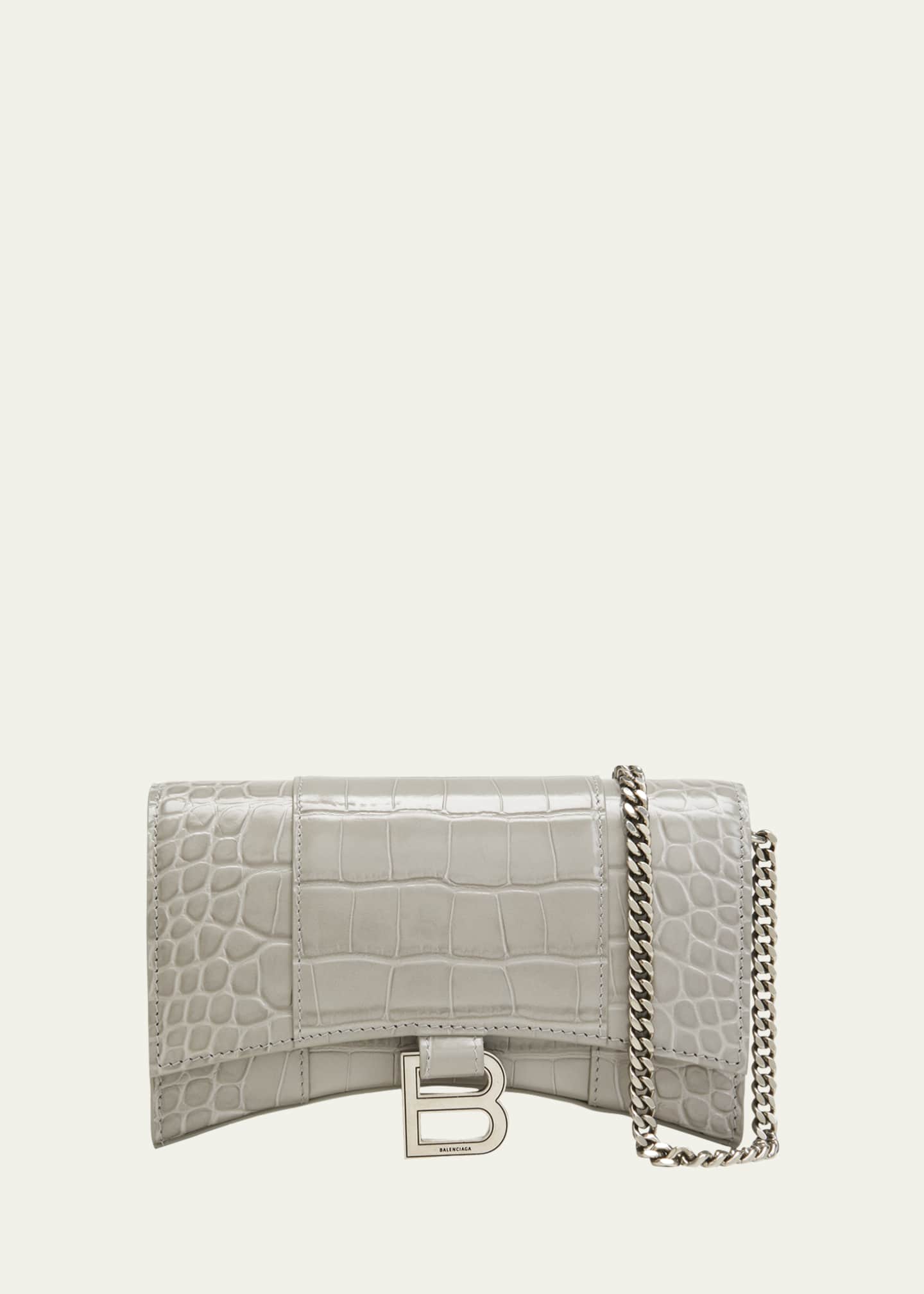 Balenciaga Hourglass CrocEmbossed Wallet Crossbody Bag Bergdorf Goodman
