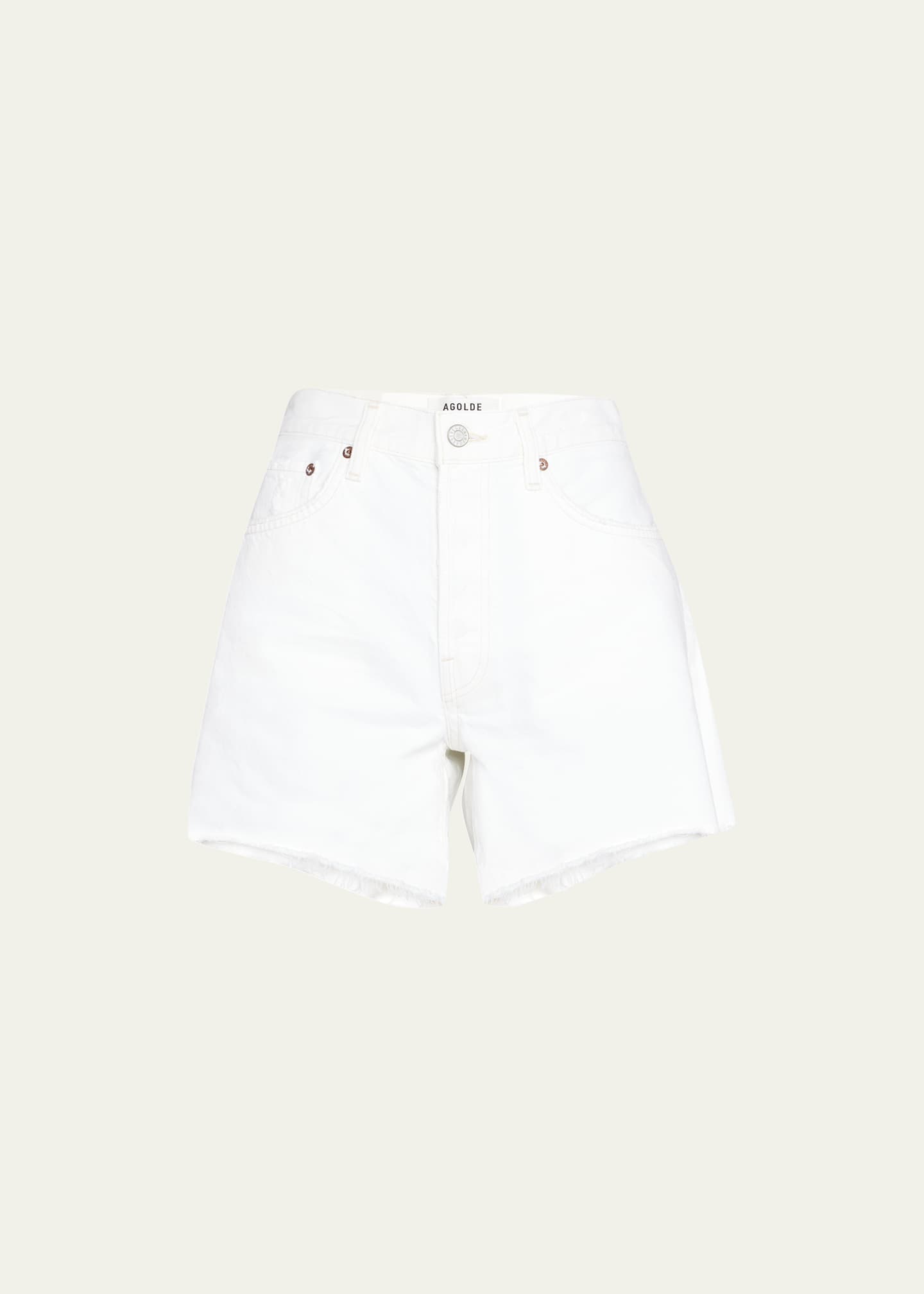AGOLDE Parker Long Frayed Shorts Image 1 of 5