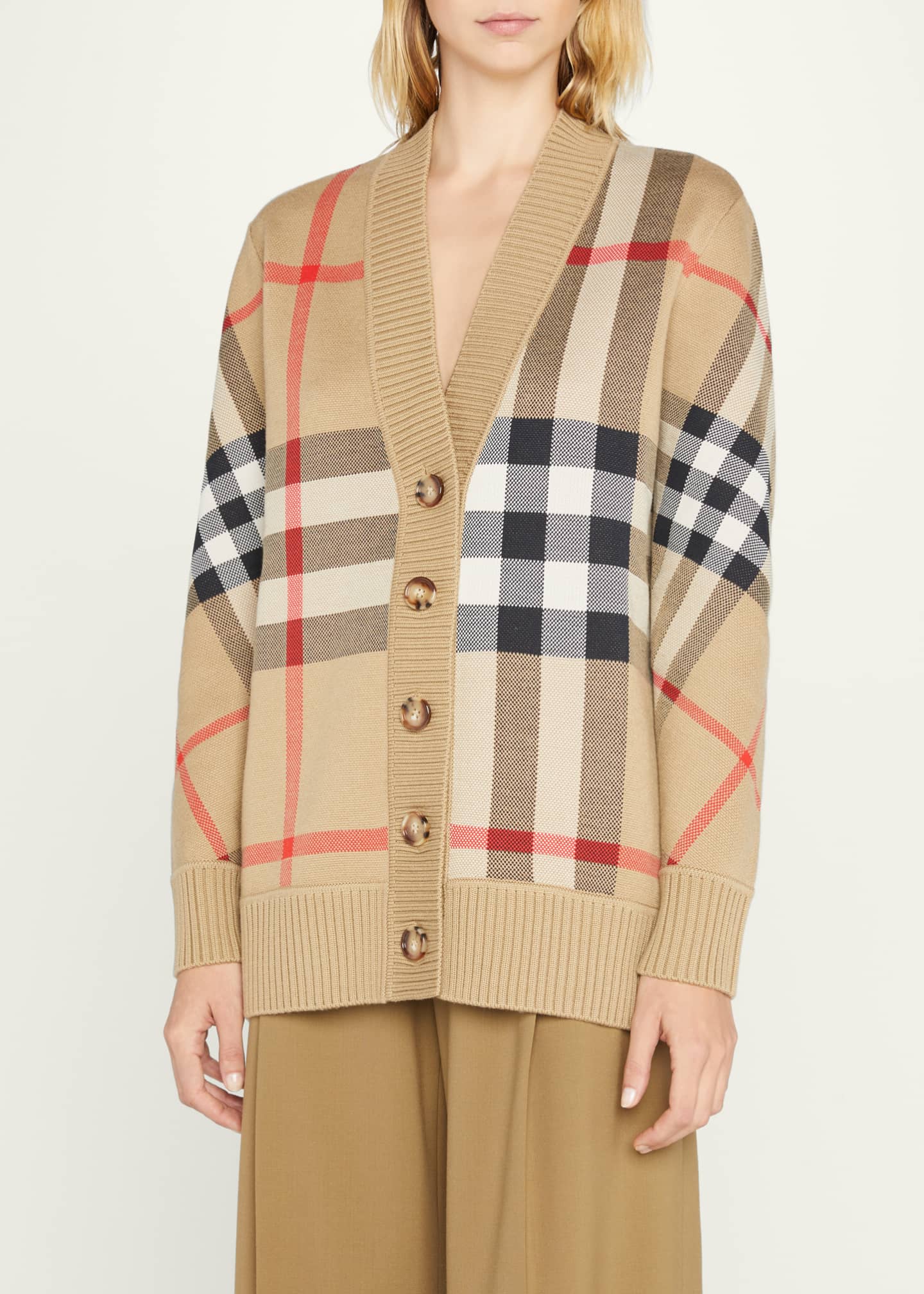 Burberry Caragh Check Jacquard Cardigan Bergdorf Goodman