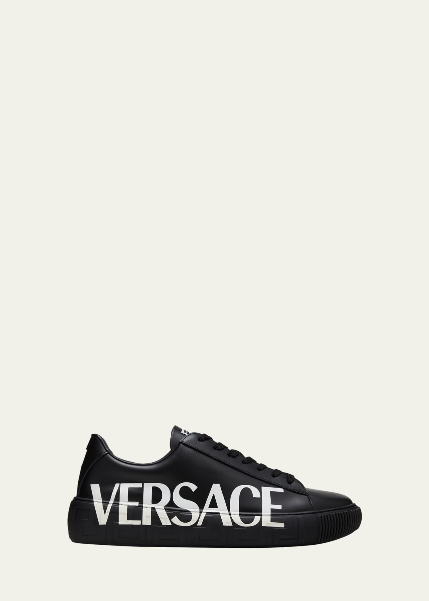 Versace Kids Greca leather low-top sneakers - White