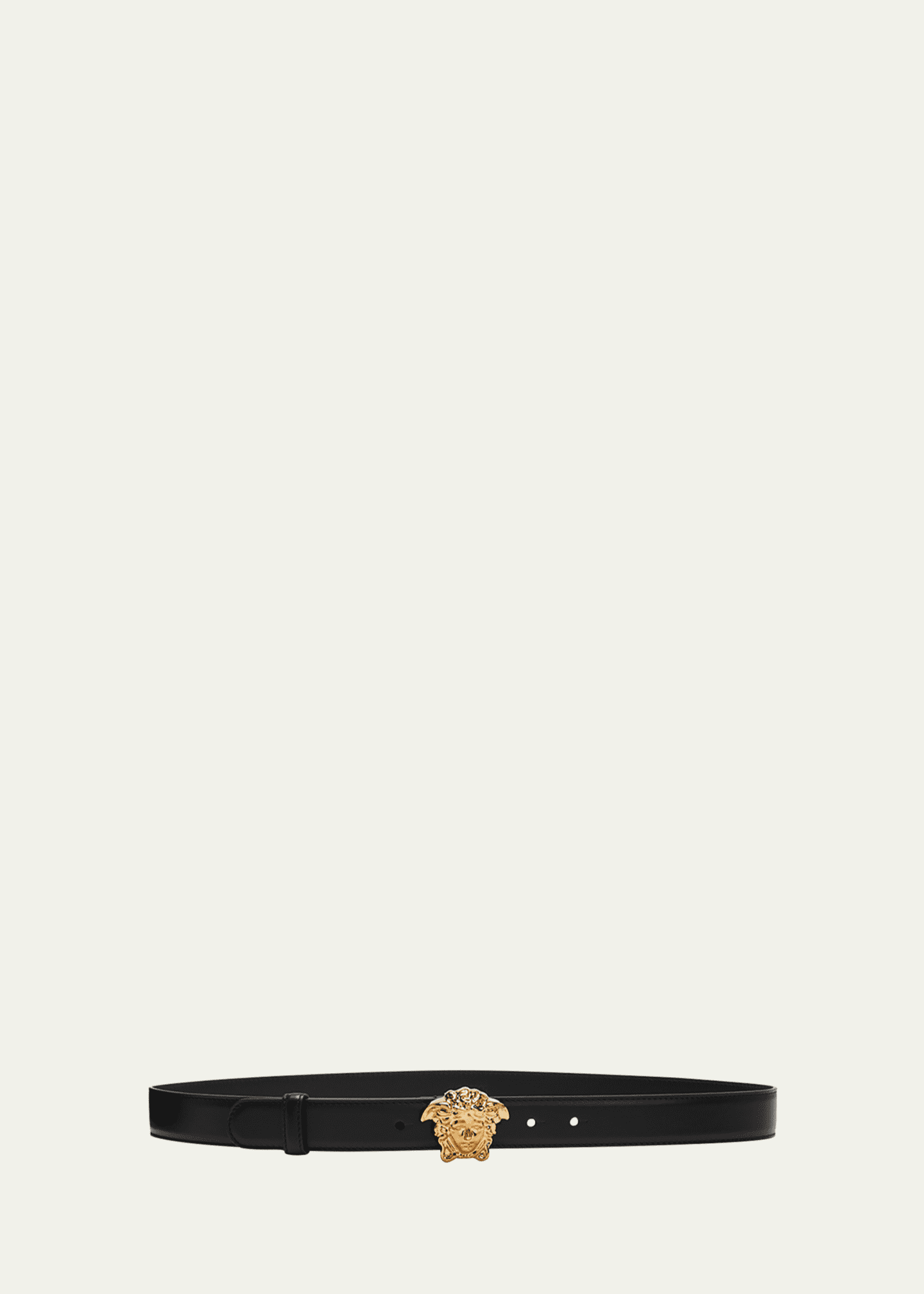 Black Medusa-buckle leather belt, Versace