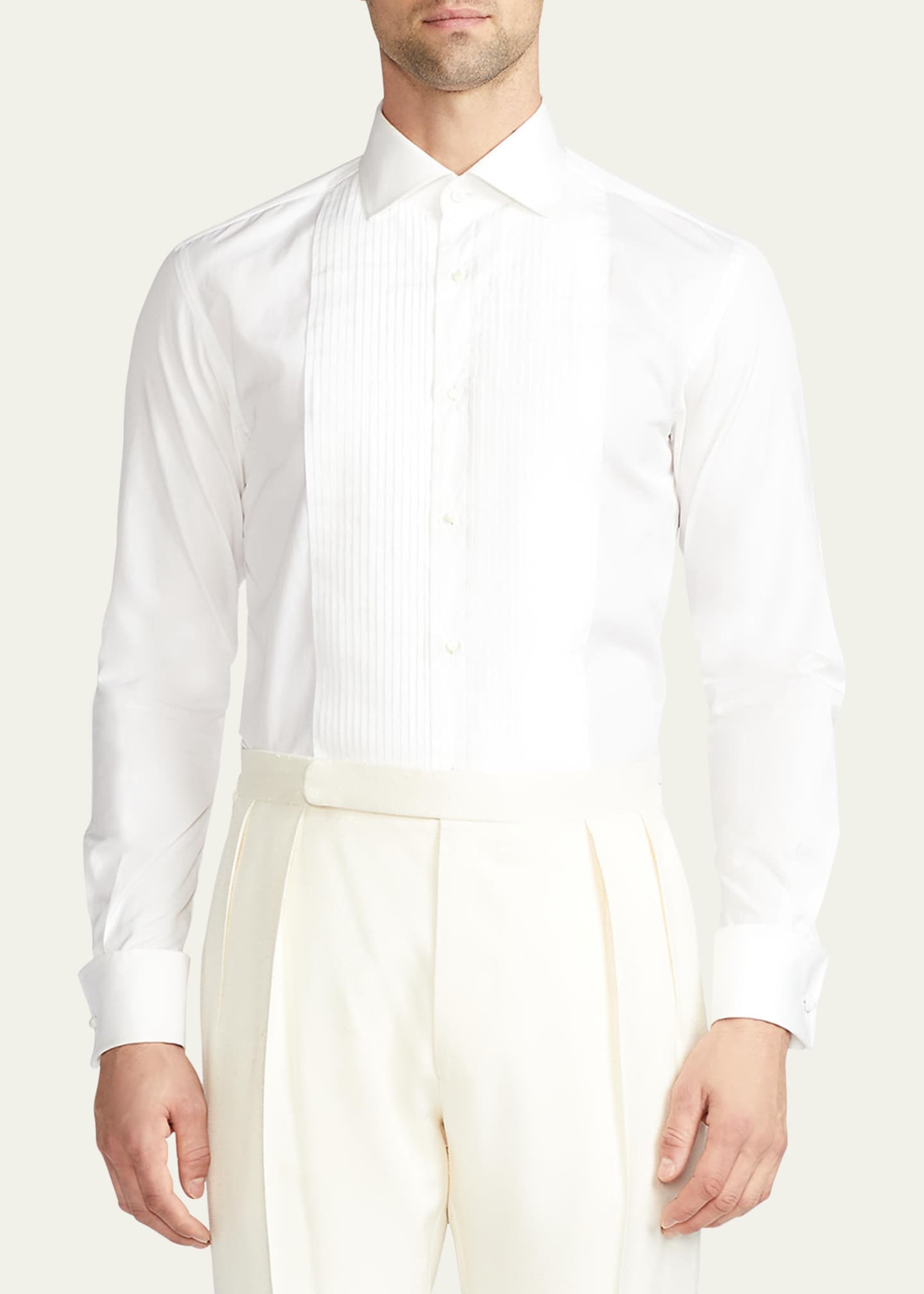 Ralph Lauren Purple Label Solid Poplin Aston Pleated Formal Ds Image 3 of 3