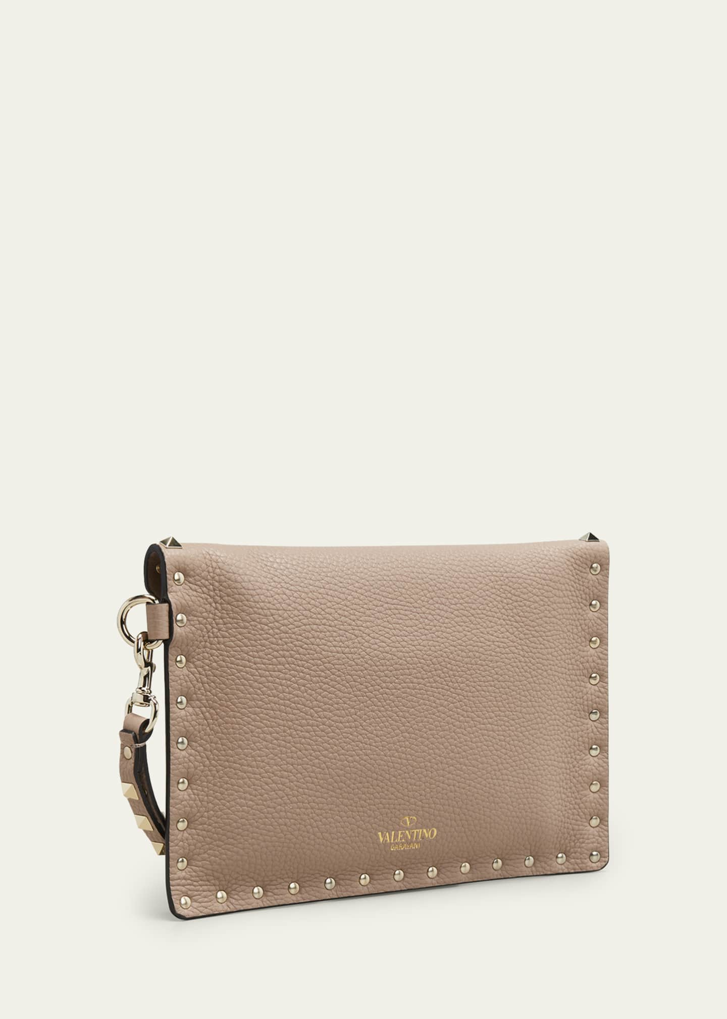 Valentino Garavani Rockstud Large Flat Pouch Clutch Bag