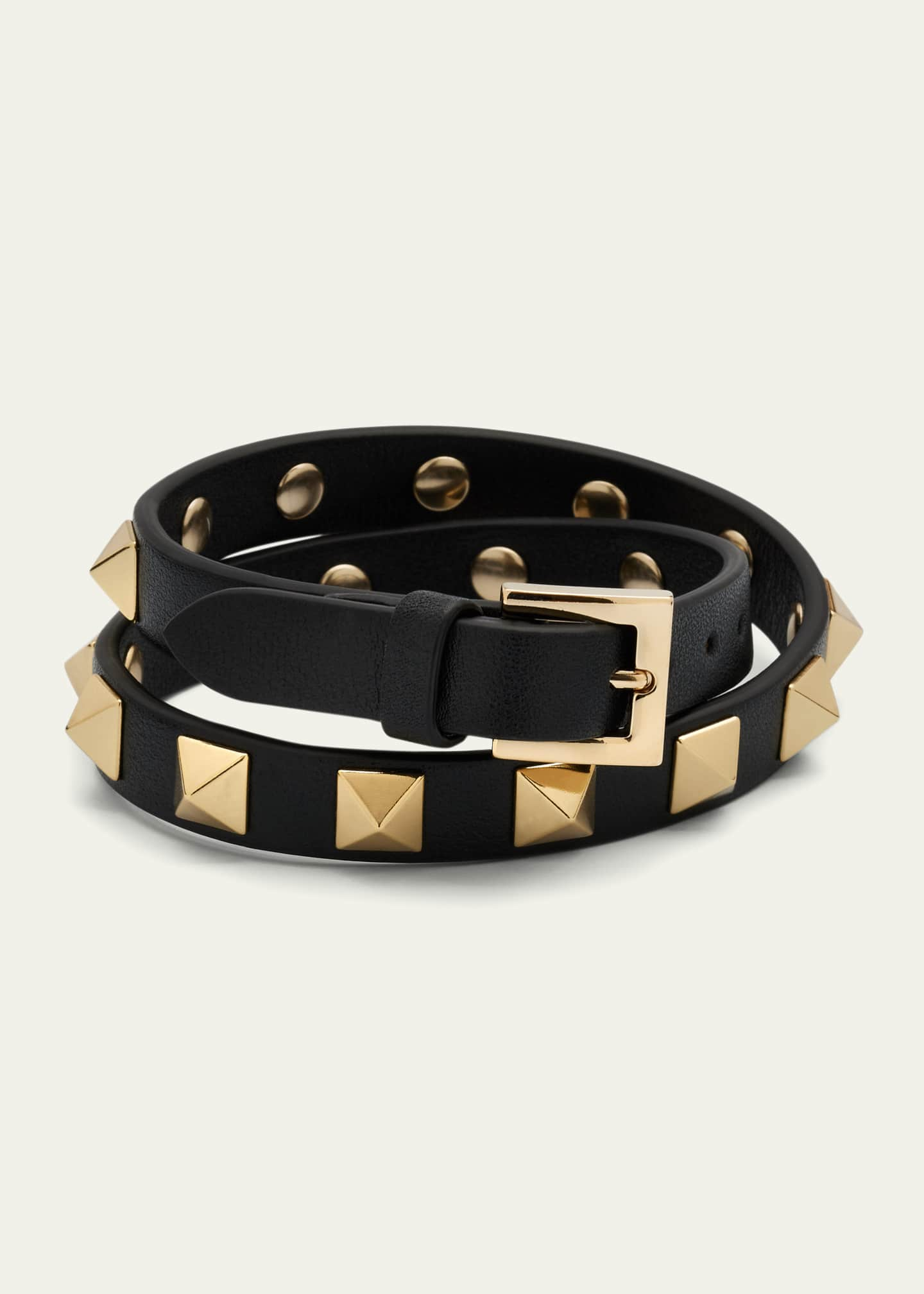 Valentino Garavani Rockstud Leather Double Wrap Bracelet - Bergdorf Goodman