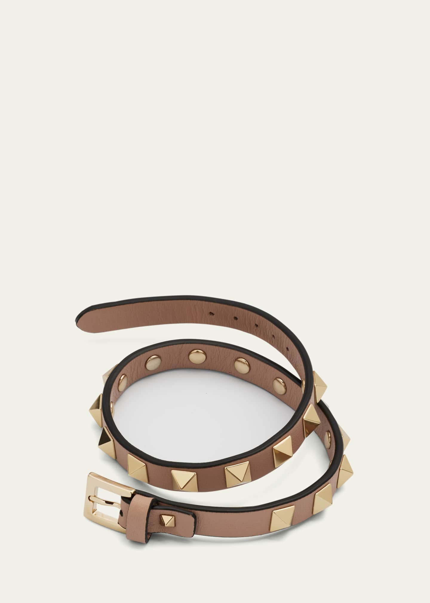 Valentino Garavani Rockstud Leather Double Wrap Bracelet