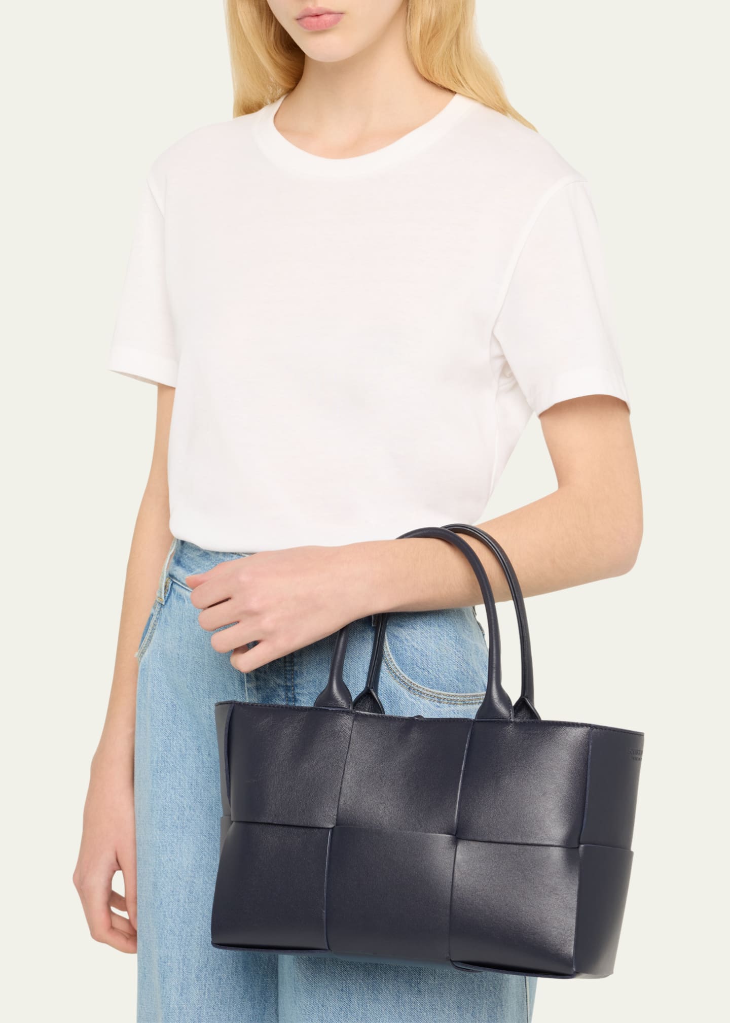 Bottega veneta arco woven east west tote bag clearance