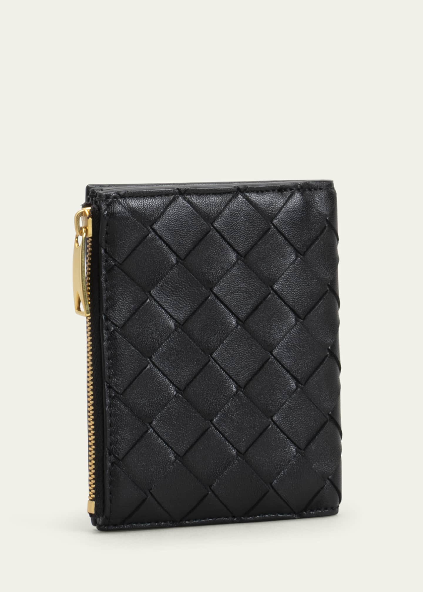 Bottega Veneta® Women's Small Bi-Fold Zip Wallet in Black. Shop online now.