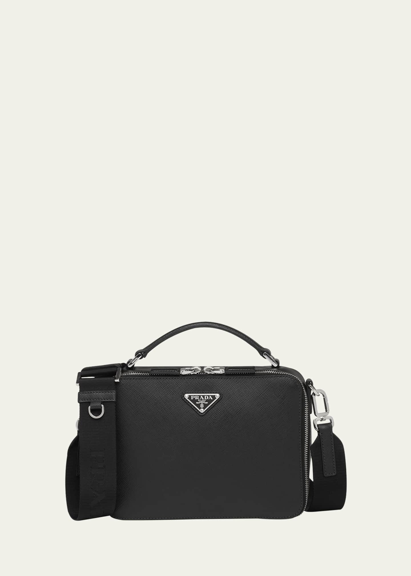 Prada Brique Saffiano Leather Cross-body Bag in Black for Men