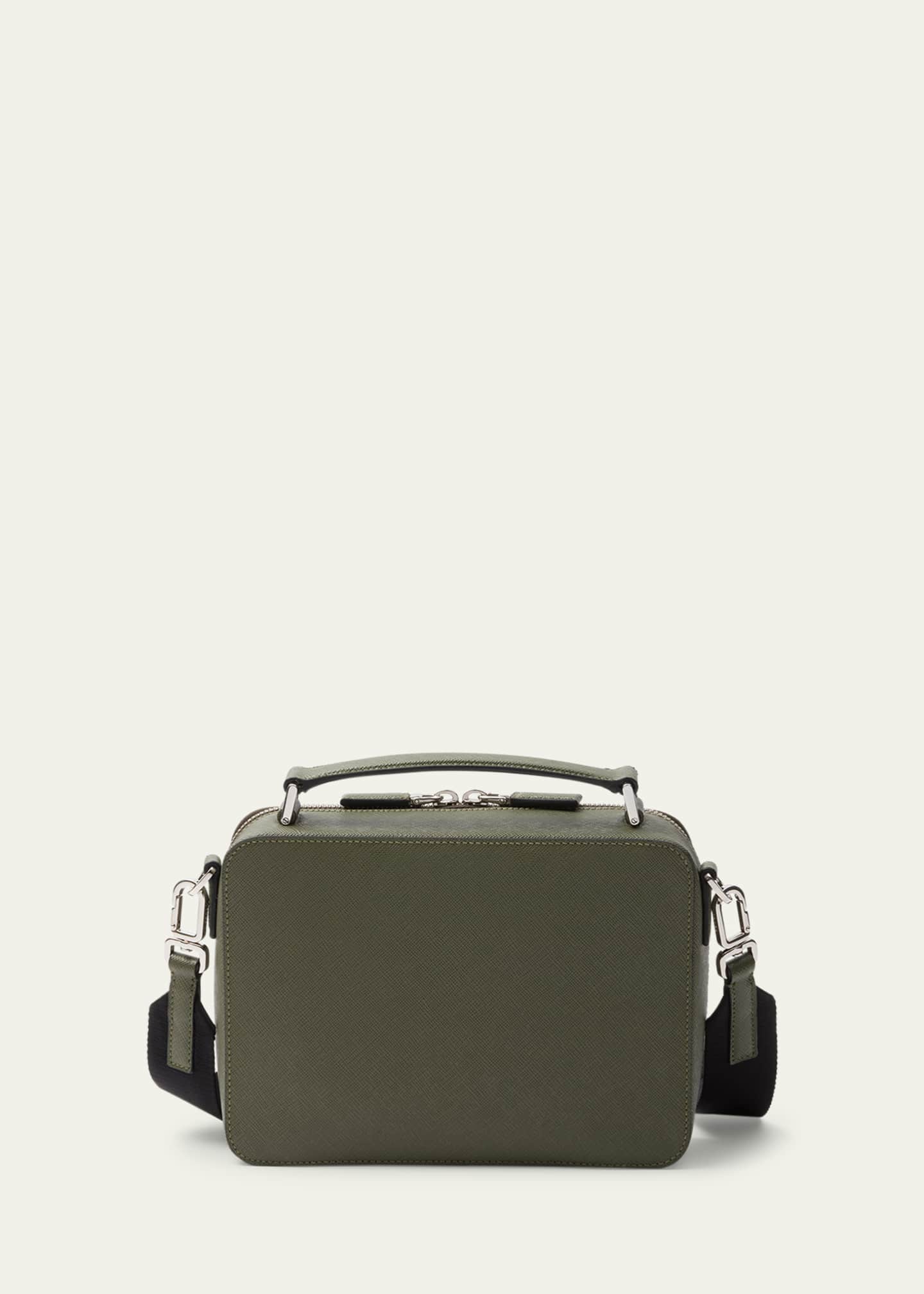 Prada Men's Saffiano Leather Brique Crossbody Bag w/ Nylon Strap Image 3 of 5