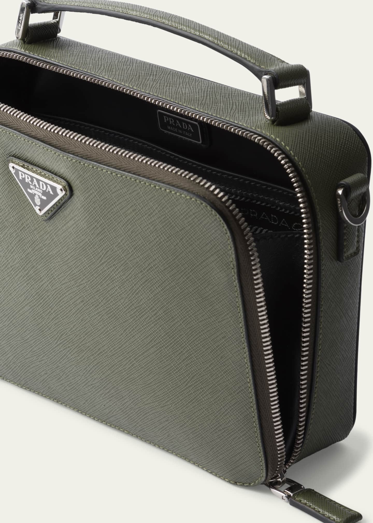 Prada Men's Saffiano Leather Brique Crossbody Bag w/ Nylon Strap Image 4 of 5