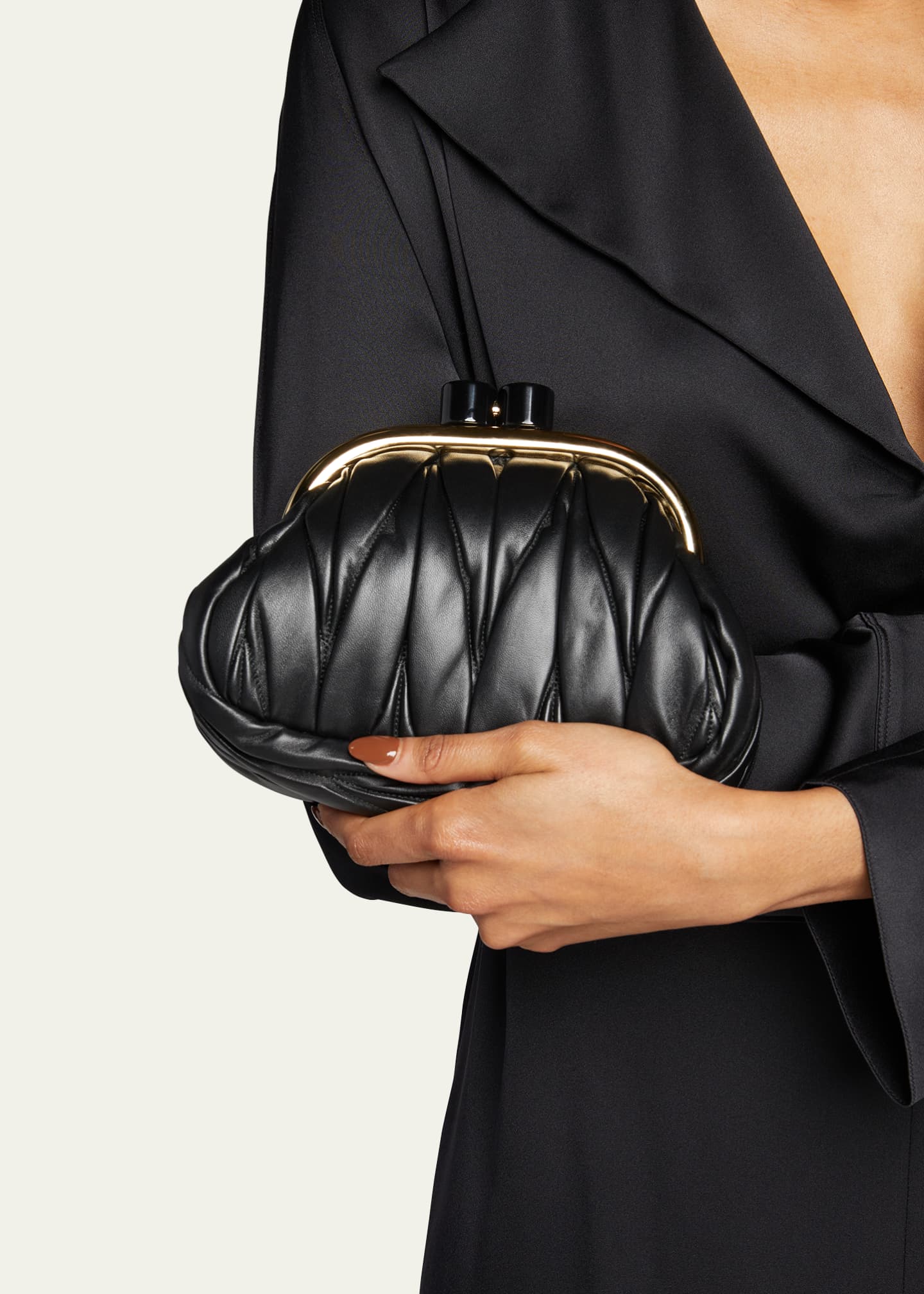 Miu Miu Belle Ruched KissLock Clutch Bag Bergdorf Goodman