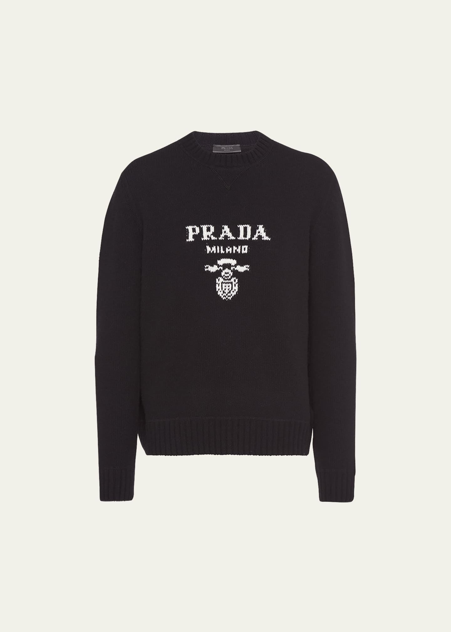 Prada Men's Wool-Cashmere Logo Sweater - Bergdorf Goodman