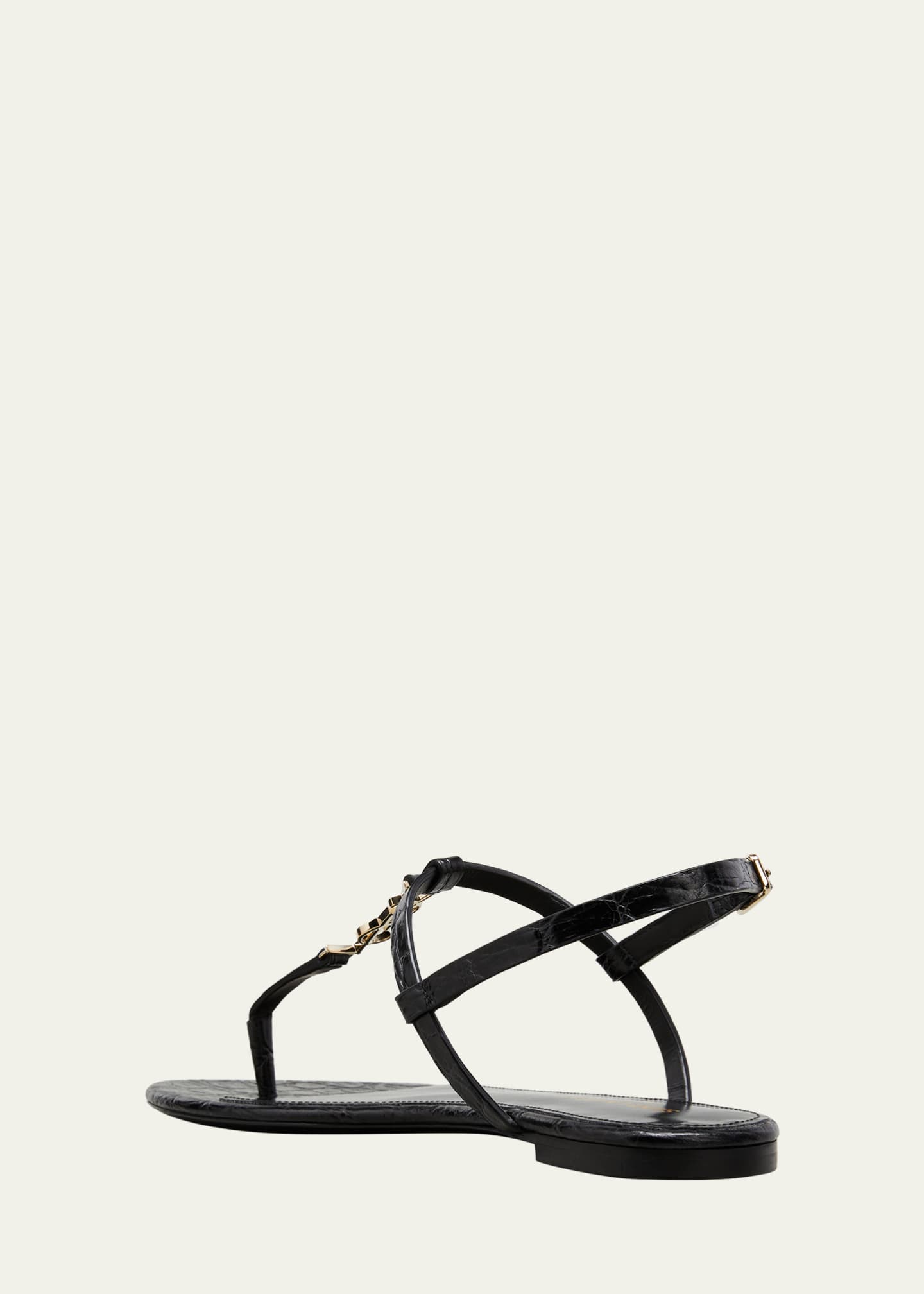 Saint Laurent Cassandra Mock-Croc YSL Slingback Sandals - Bergdorf Goodman