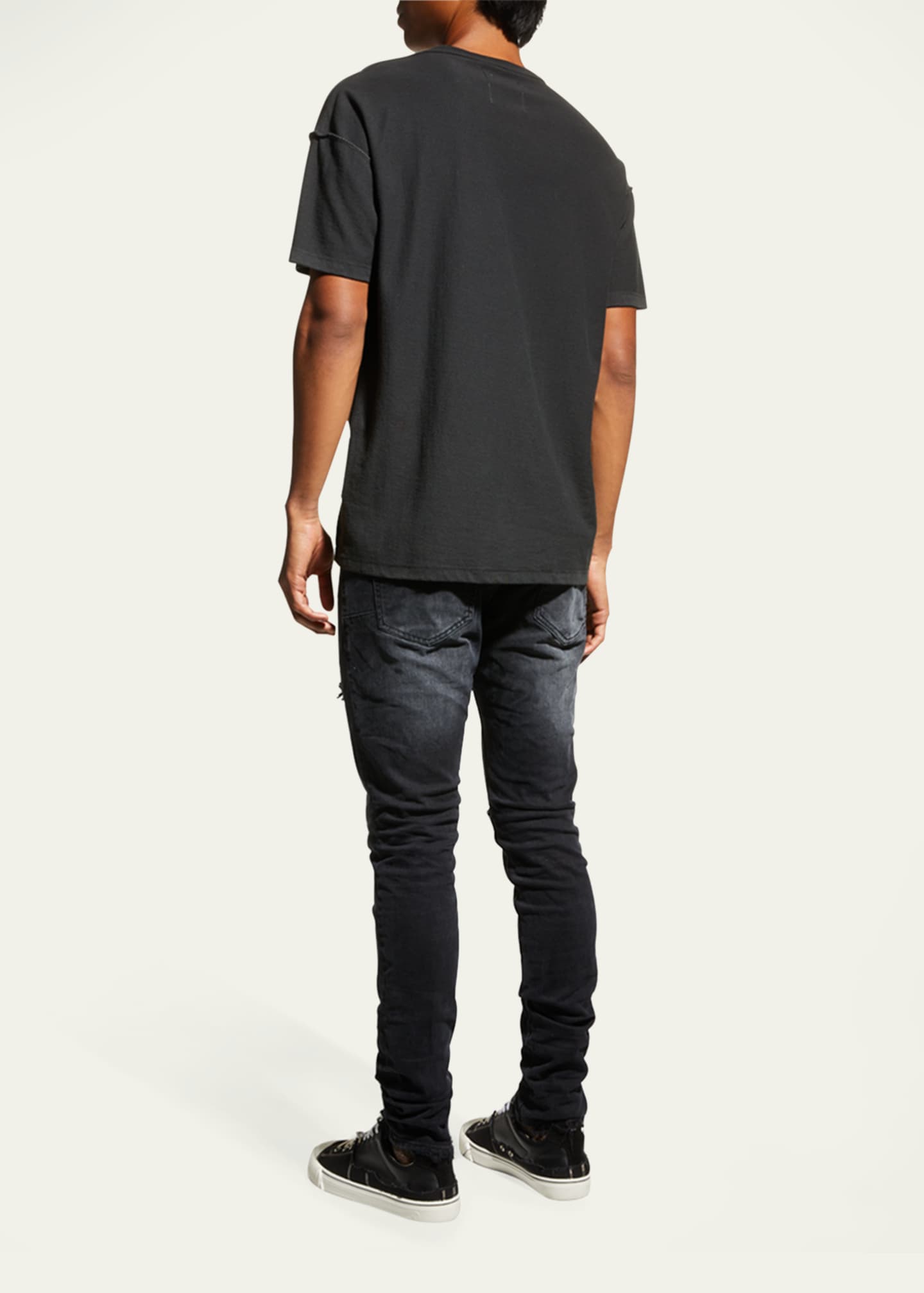 PURPLE Men's P002 Black Repair Slim Jeans Image 3 of 6