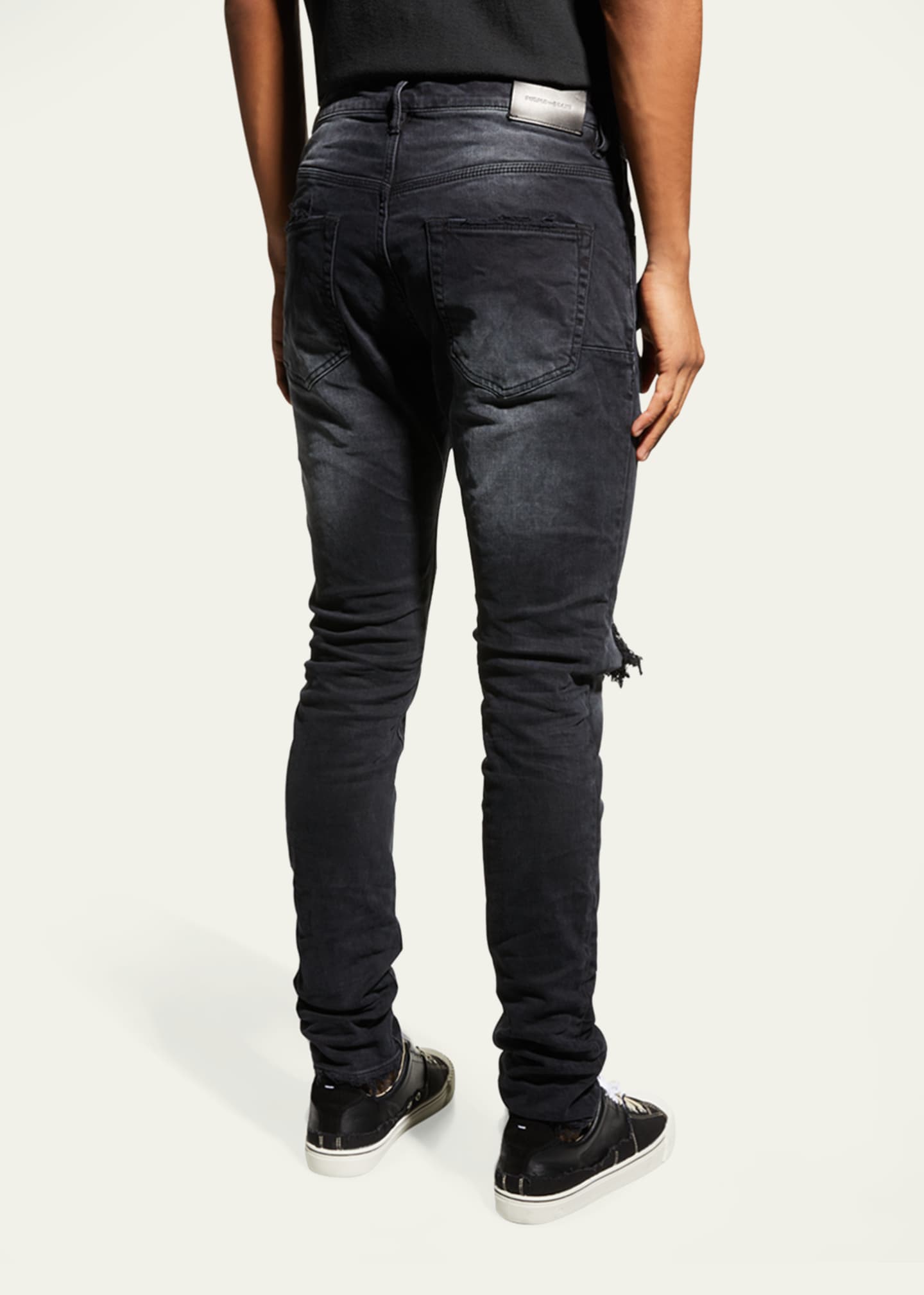 PURPLE Men's P002 Black Repair Slim Jeans Image 6 of 6