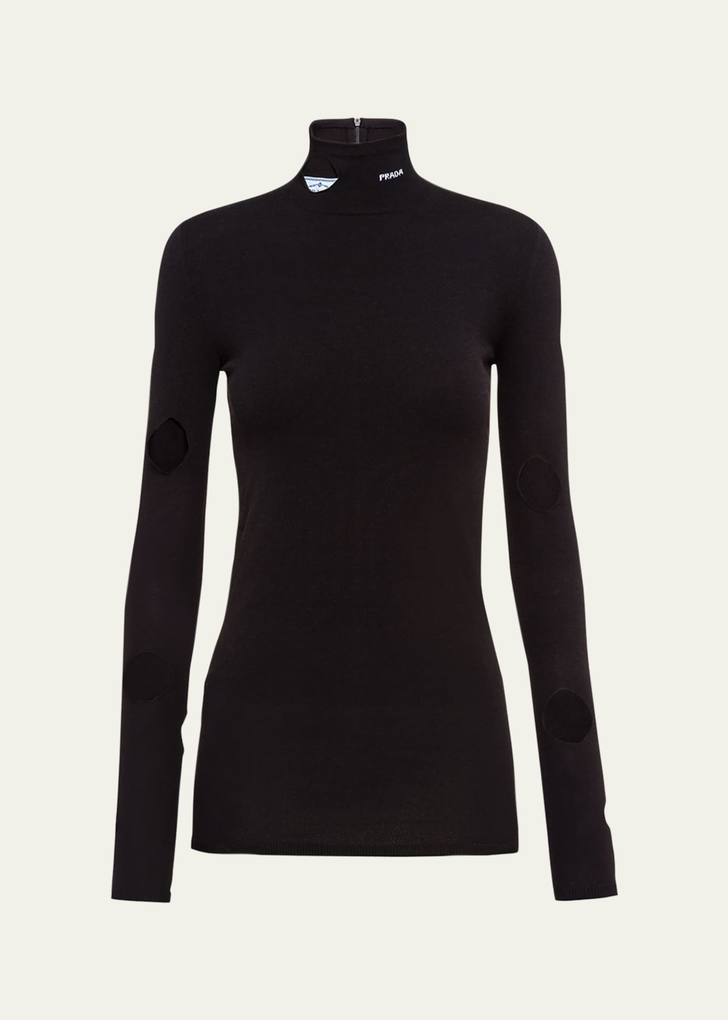 Prada Openwork-Sleeve Viscose Sweater Image 1 of 5