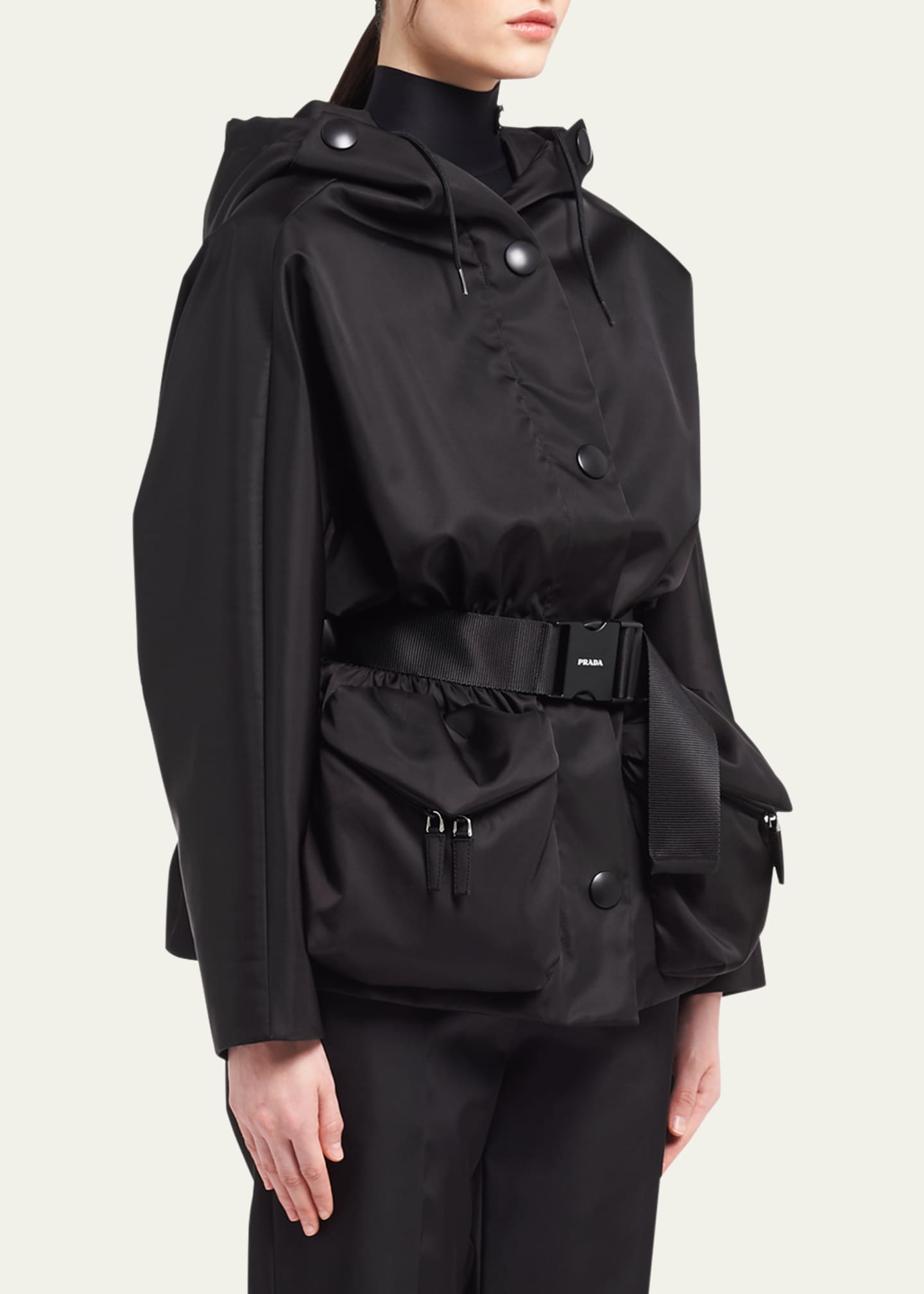 Prada Re-Nylon Blouson Jacket w/ Detachable Hood Image 3 of 5