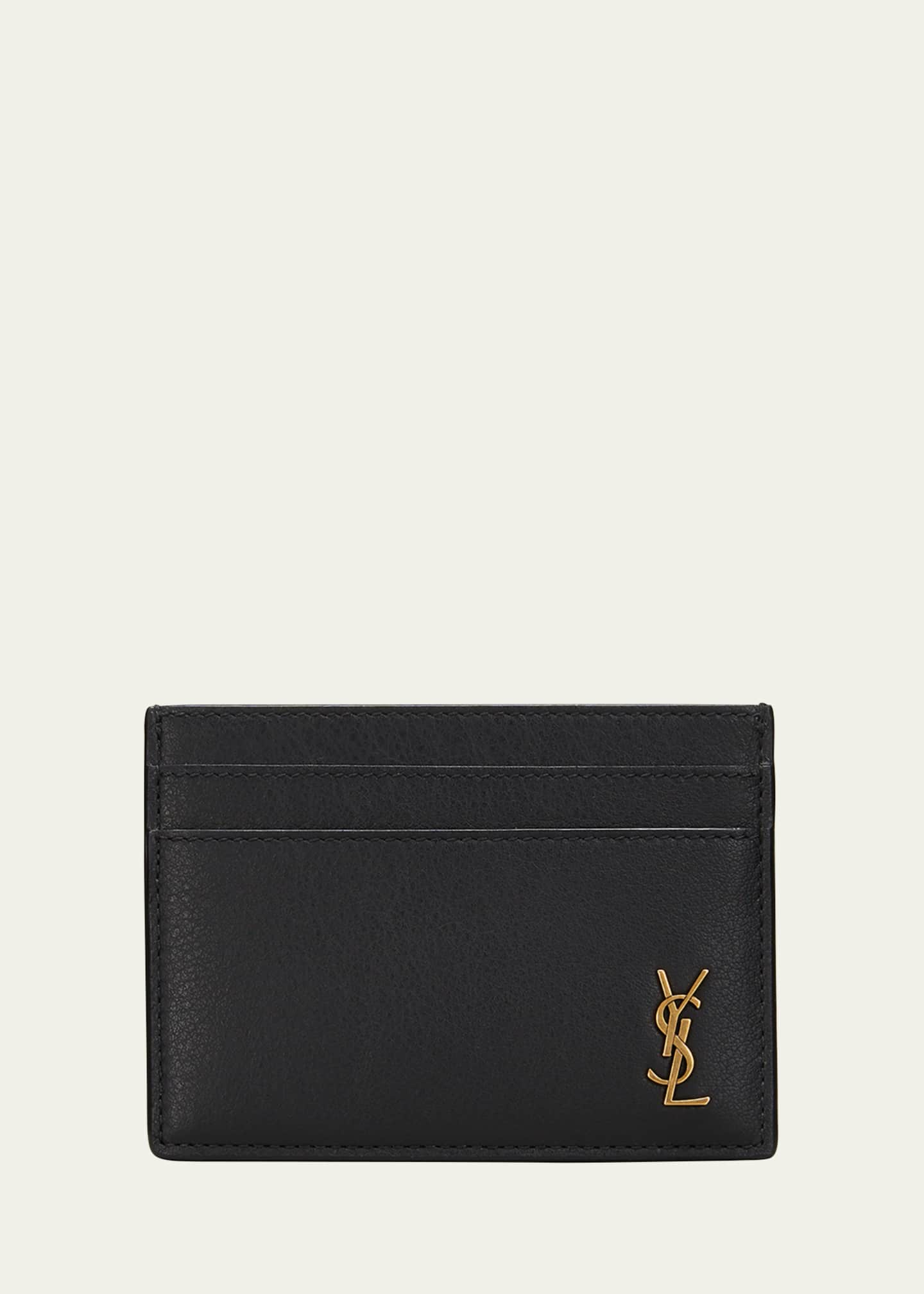 Leather Card Holder in Black - Saint Laurent