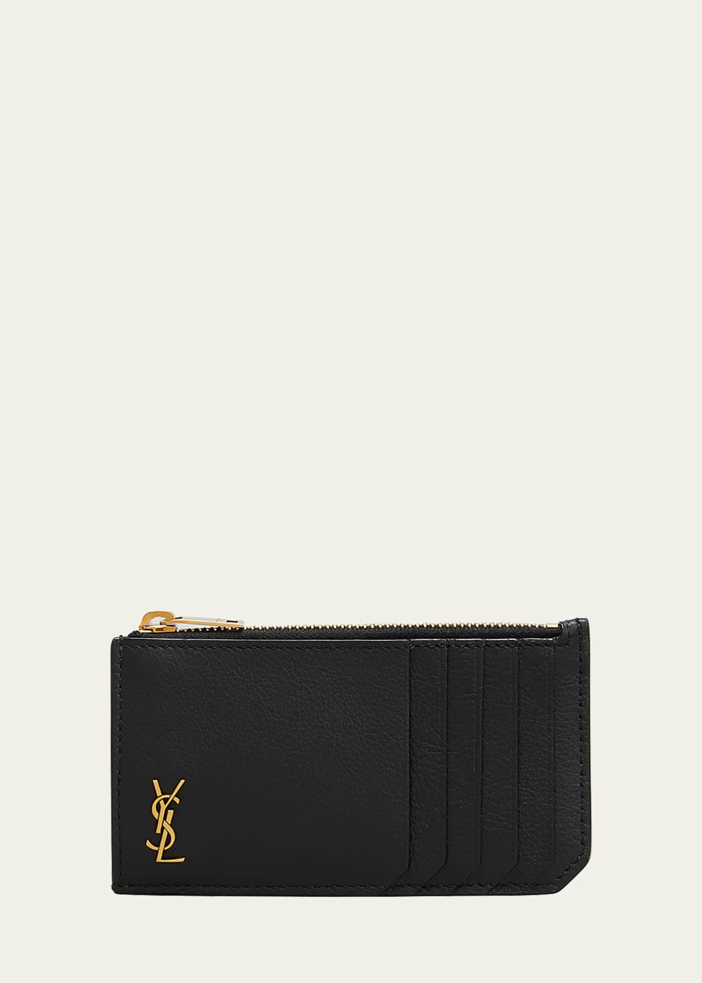 Shop Saint Laurent YSL LINE ORIGAMI TINY WALLET IN GRAINED LEATHER