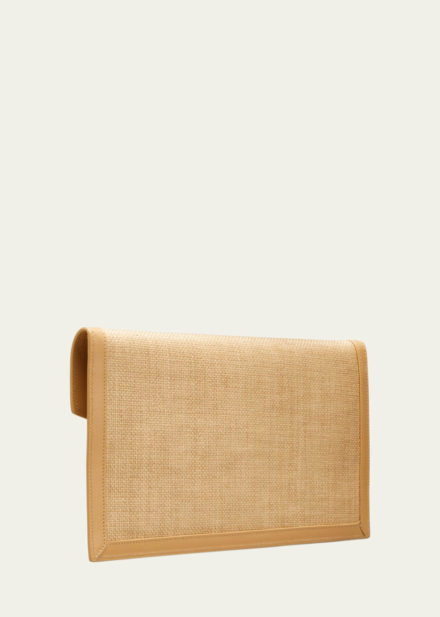 Uptown Micro Raffia/Leather Envelope Flap Pouch Wallet