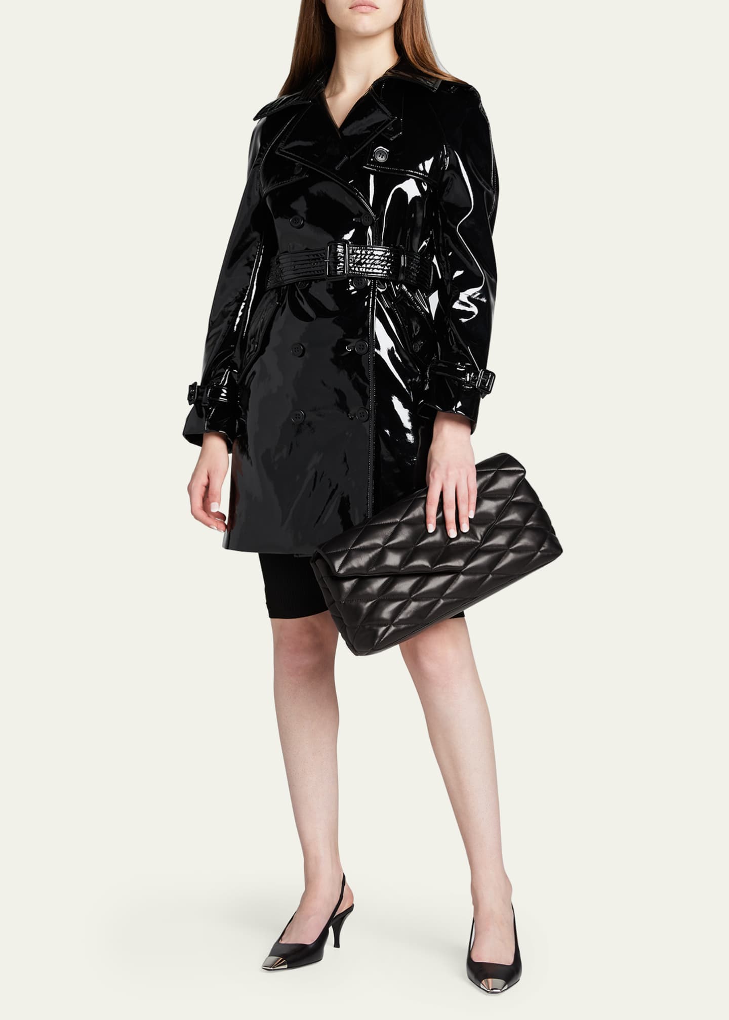 Saint Laurent Sade Puffy Large YSL Clutch Bag in Quilted Smooth