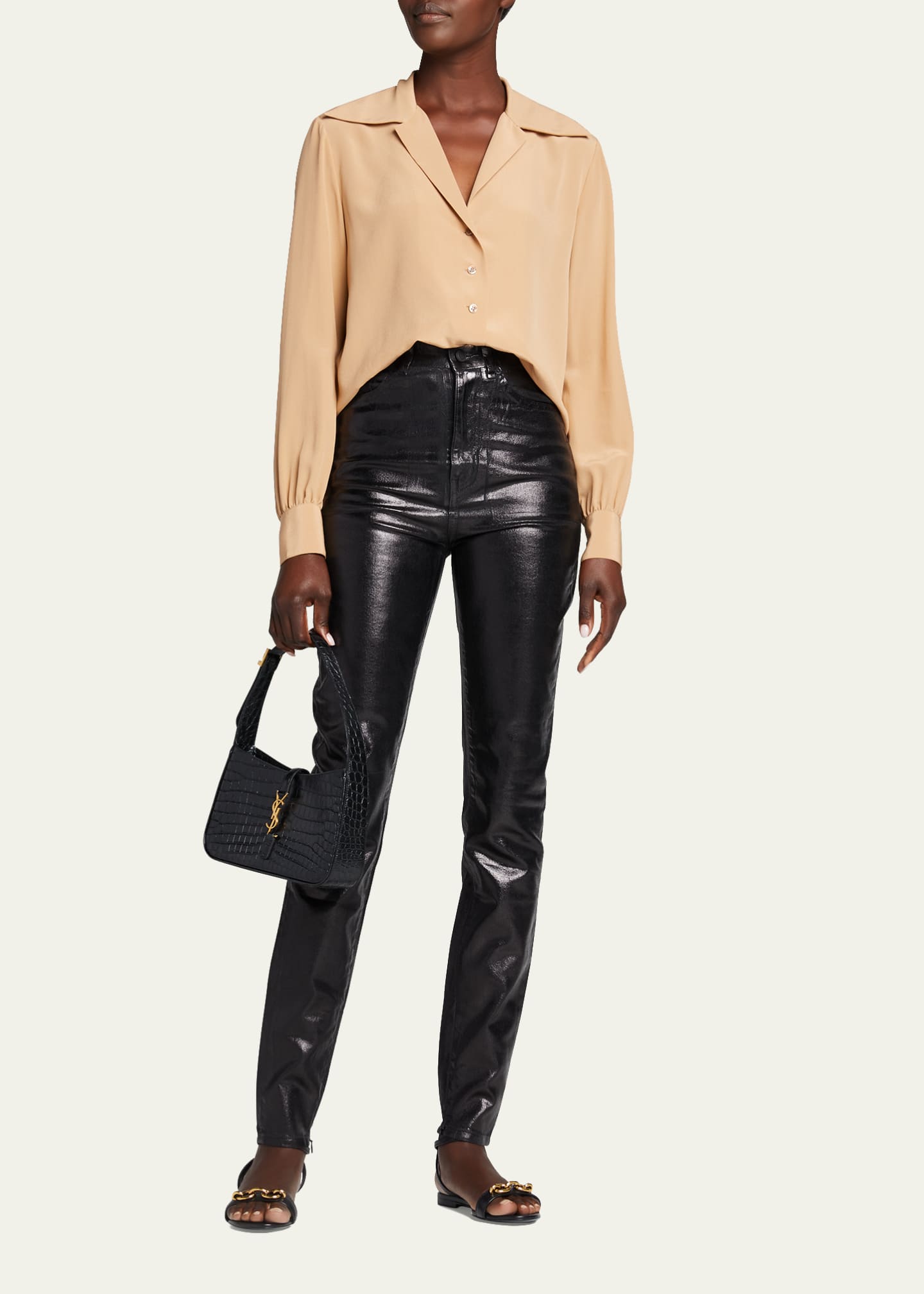 Saint Laurent Le 5 A 7 Mini YSL Calfskin Hobo Bag - Bergdorf Goodman