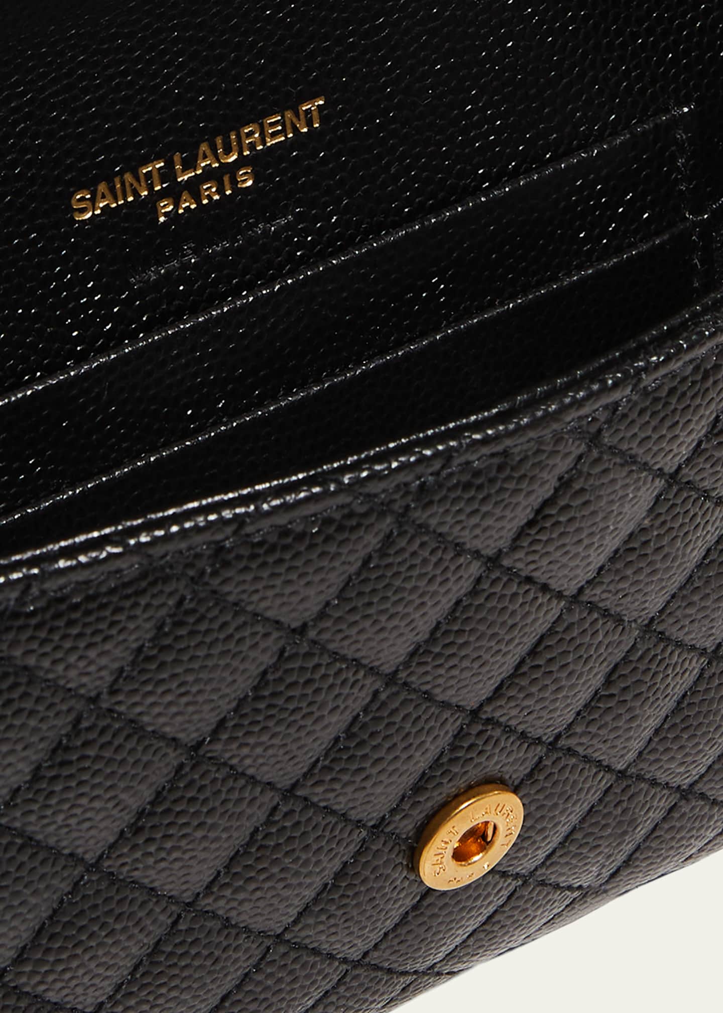 Saint Laurent Small YSL Quilted Satin Wallet on Chain - Bergdorf Goodman