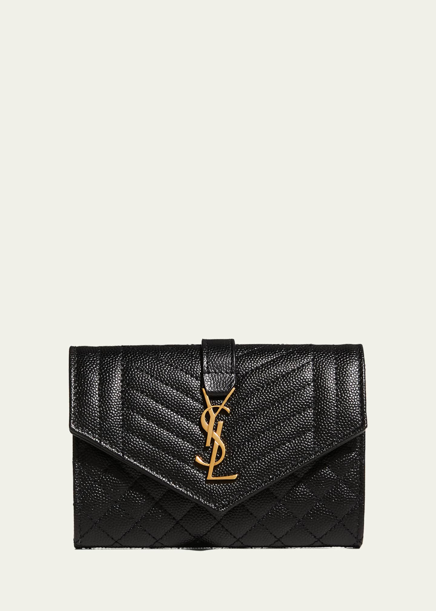 Saint Laurent Envelope Small YSL Flap Wallet in Grained Leather Bergdorf Goodman