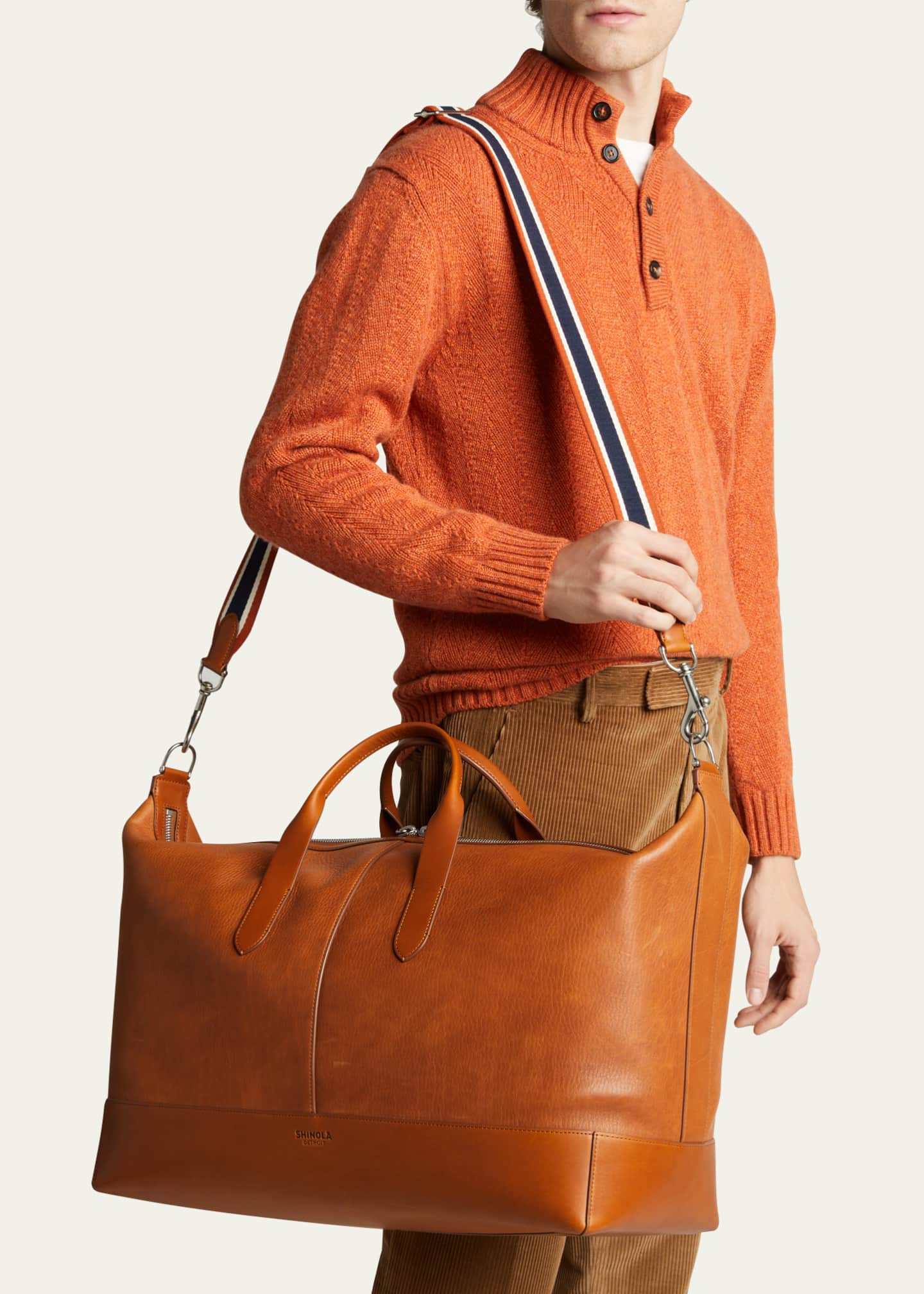 Shinola Men's Canfield Grained Leather Duffel Bag Image 2 of 5
