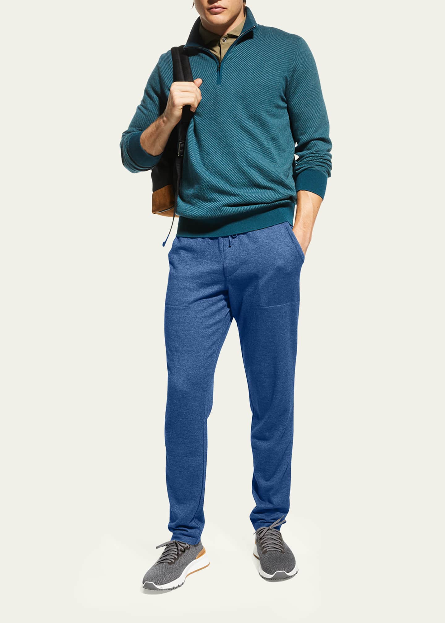 Loro Piana Men's Cashmere Drawstring Leisure Sweatpants Image 2 of 5