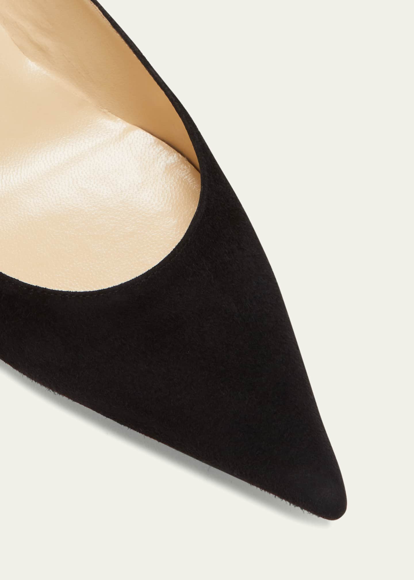 Black suede kitten heel pumps top