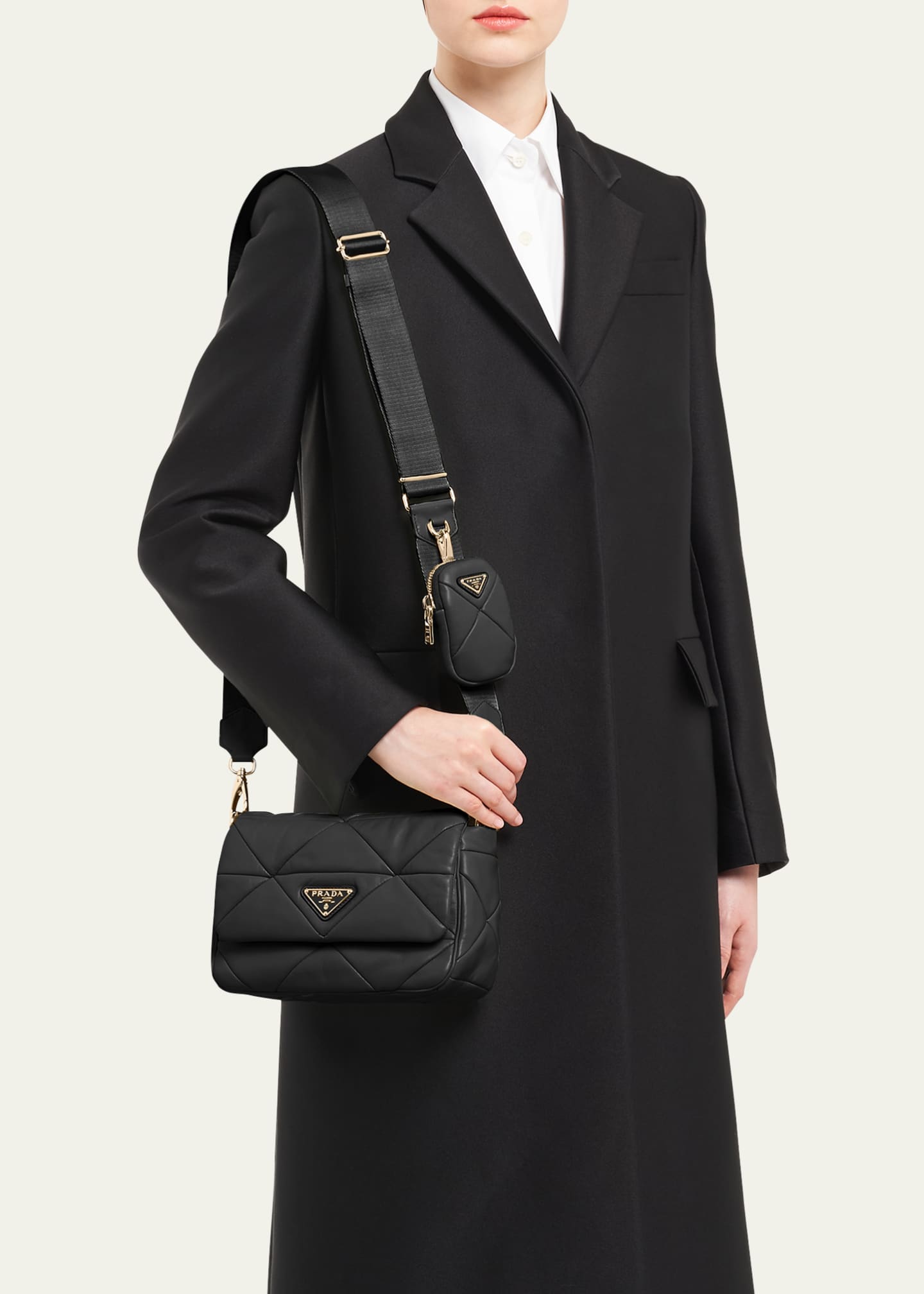 Prada System Triangle Quilted Napa Mini Shoulder Bag Image 5 of 5