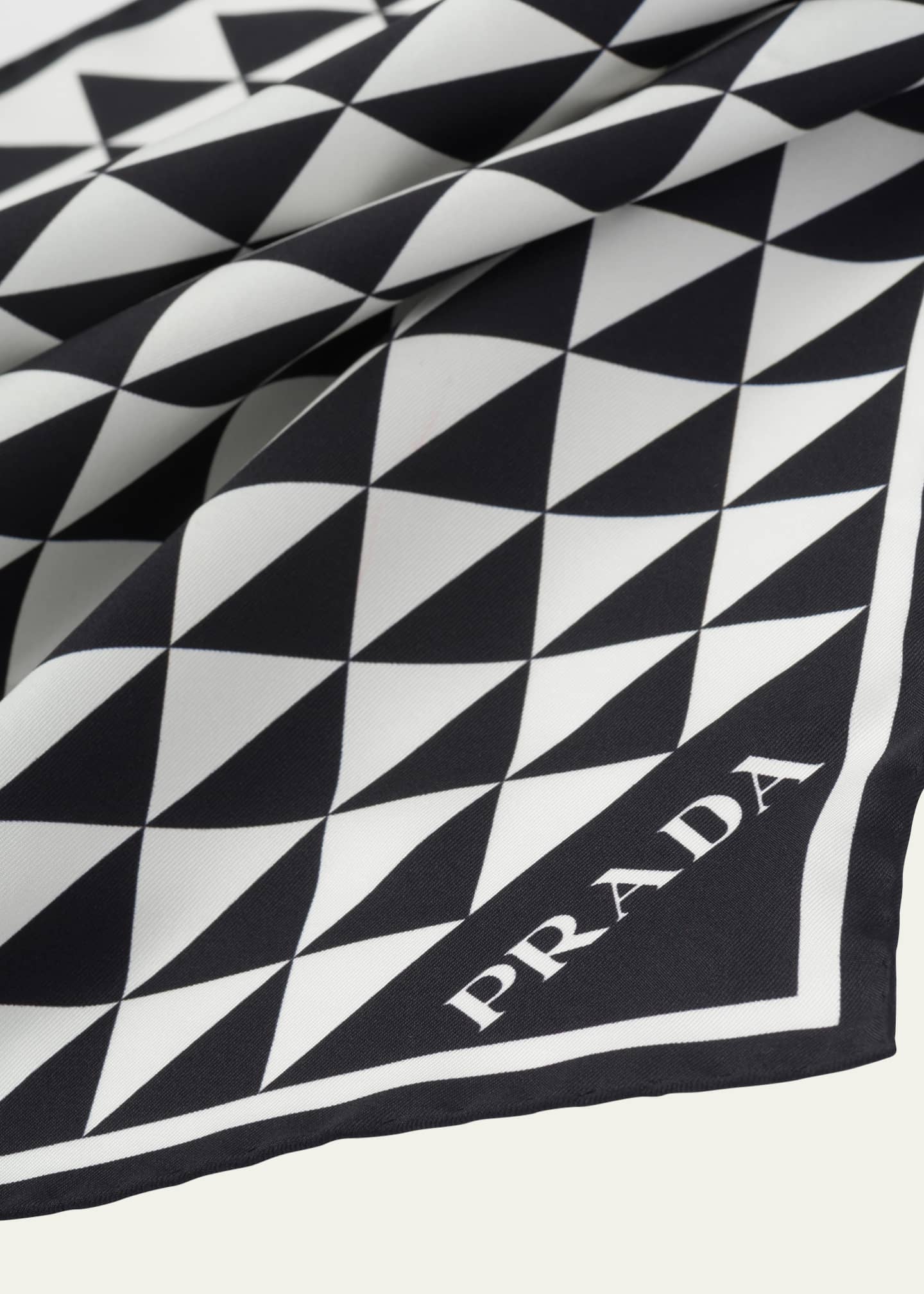 Prada Triangle Line-Print Silk Scarf Image 2 of 2
