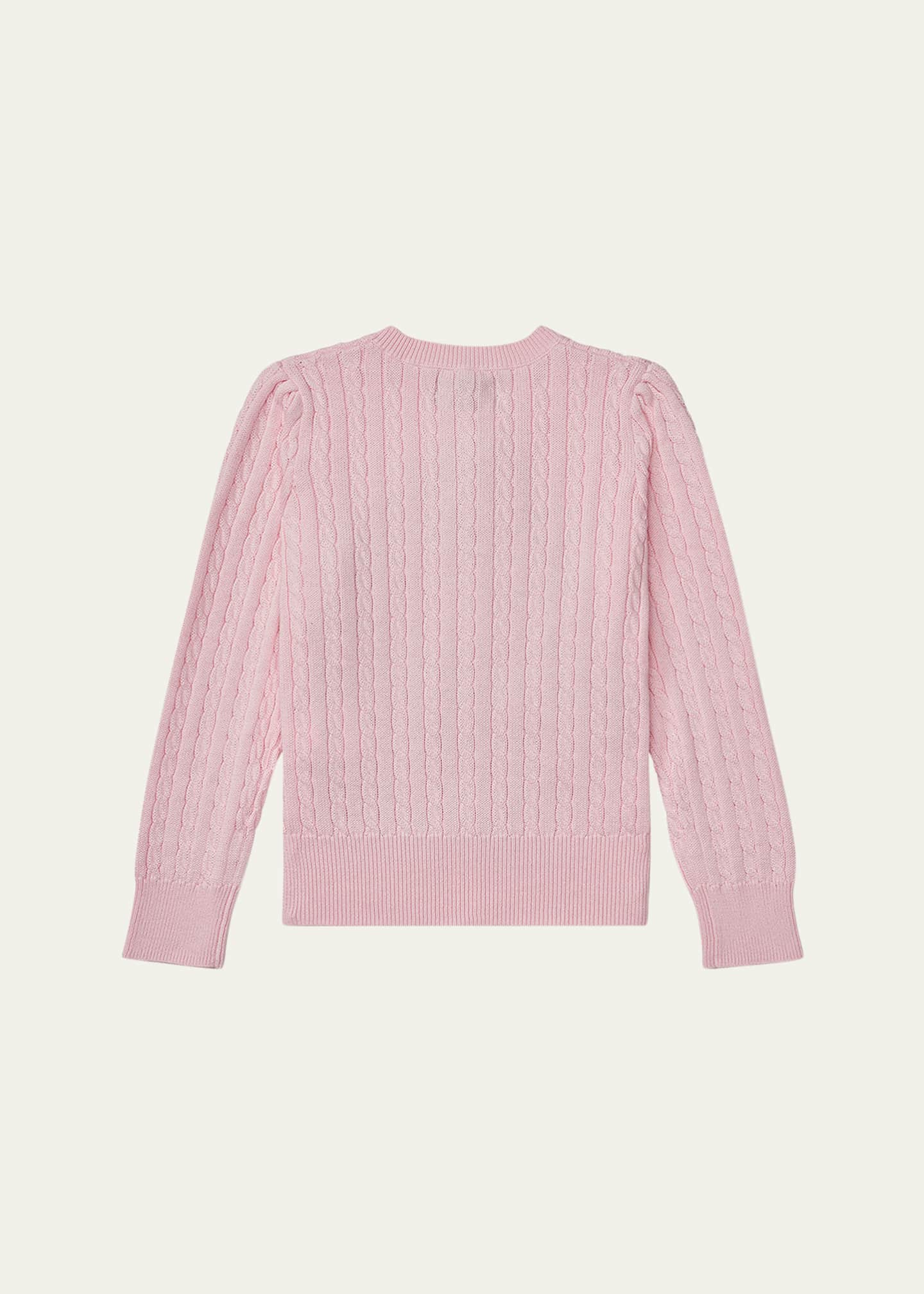 Ralph Lauren Childrenswear Girl's Cable-Knit Cotton Ribbed Cardigan, Size 2-6X Image 2 of 2
