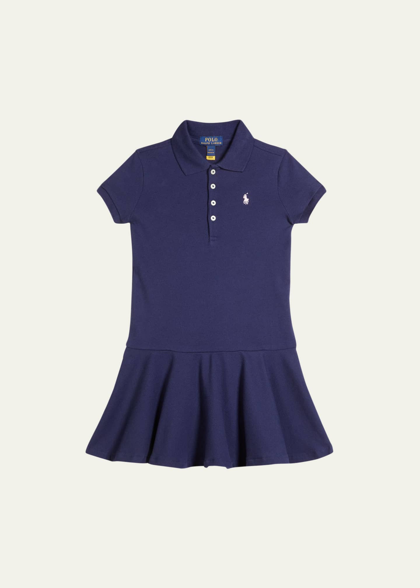 Ralph Lauren Childrenswear Girl's Logo Embroidered Drop-Waist Polo Dress, Size 2-6X Image 1 of 2