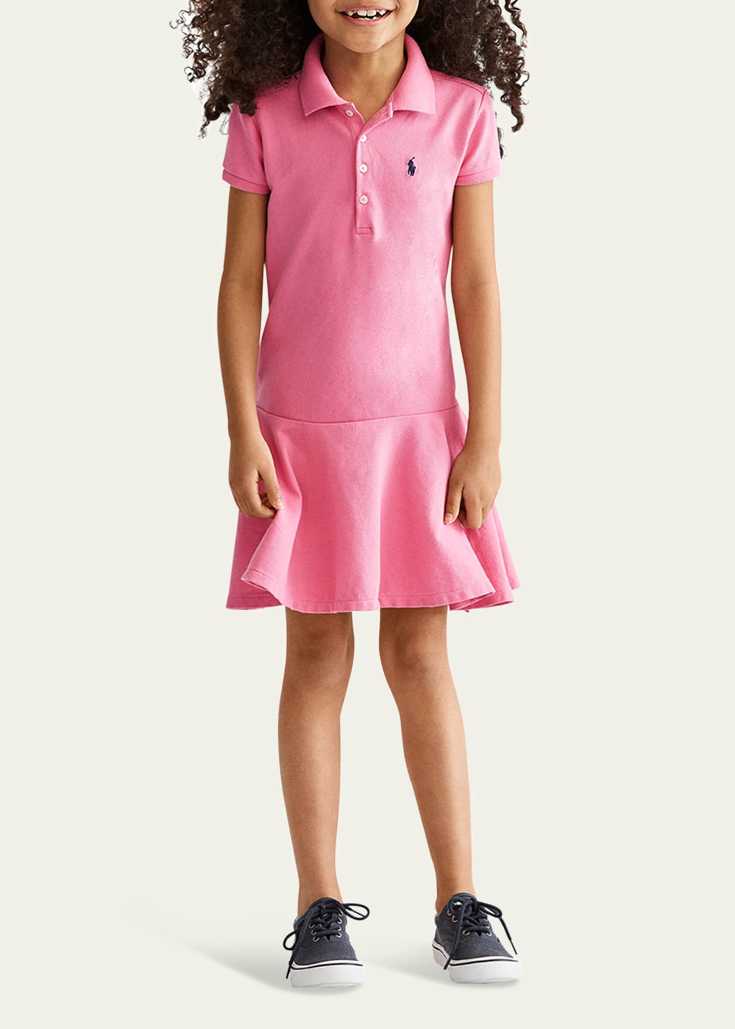 Ralph Lauren Childrenswear Girl's Stretch Cotton Mesh Polo Dress, Size 2-6X Image 2 of 5