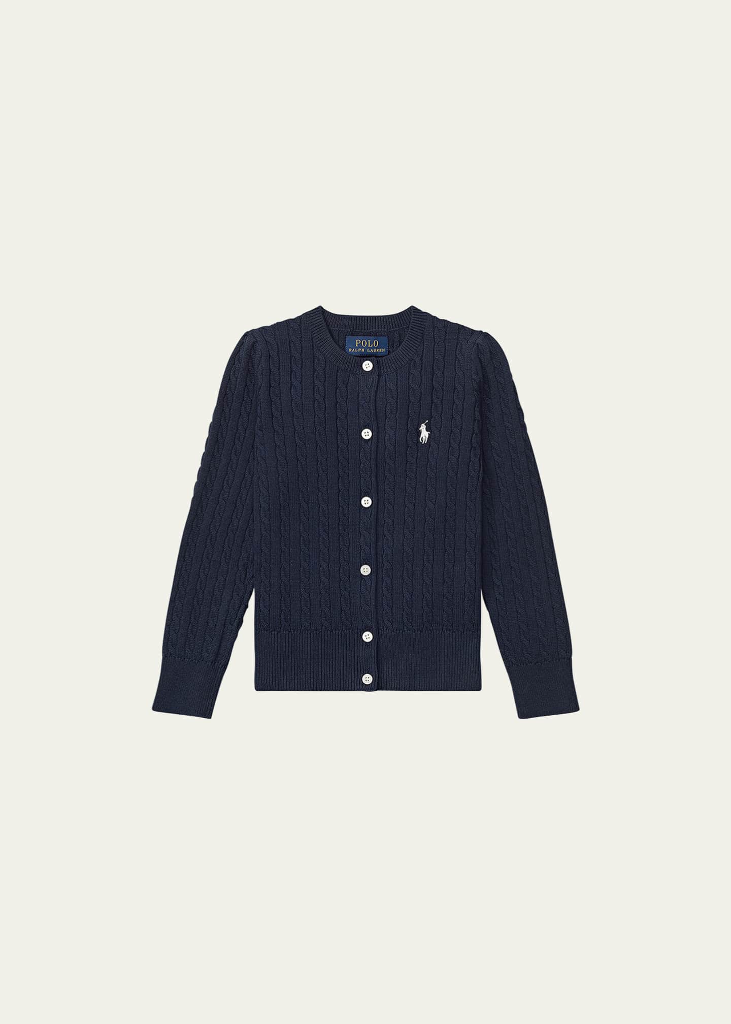 Ralph Lauren Childrenswear Girl's Cable-Knit Ribbed Cardigan, Size 2-6X Image 1 of 2