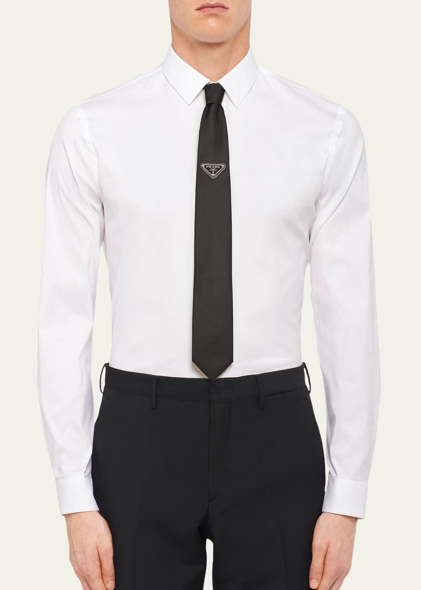 Prada Re Nylon Gabardine Tie with Logo Bergdorf Goodman
